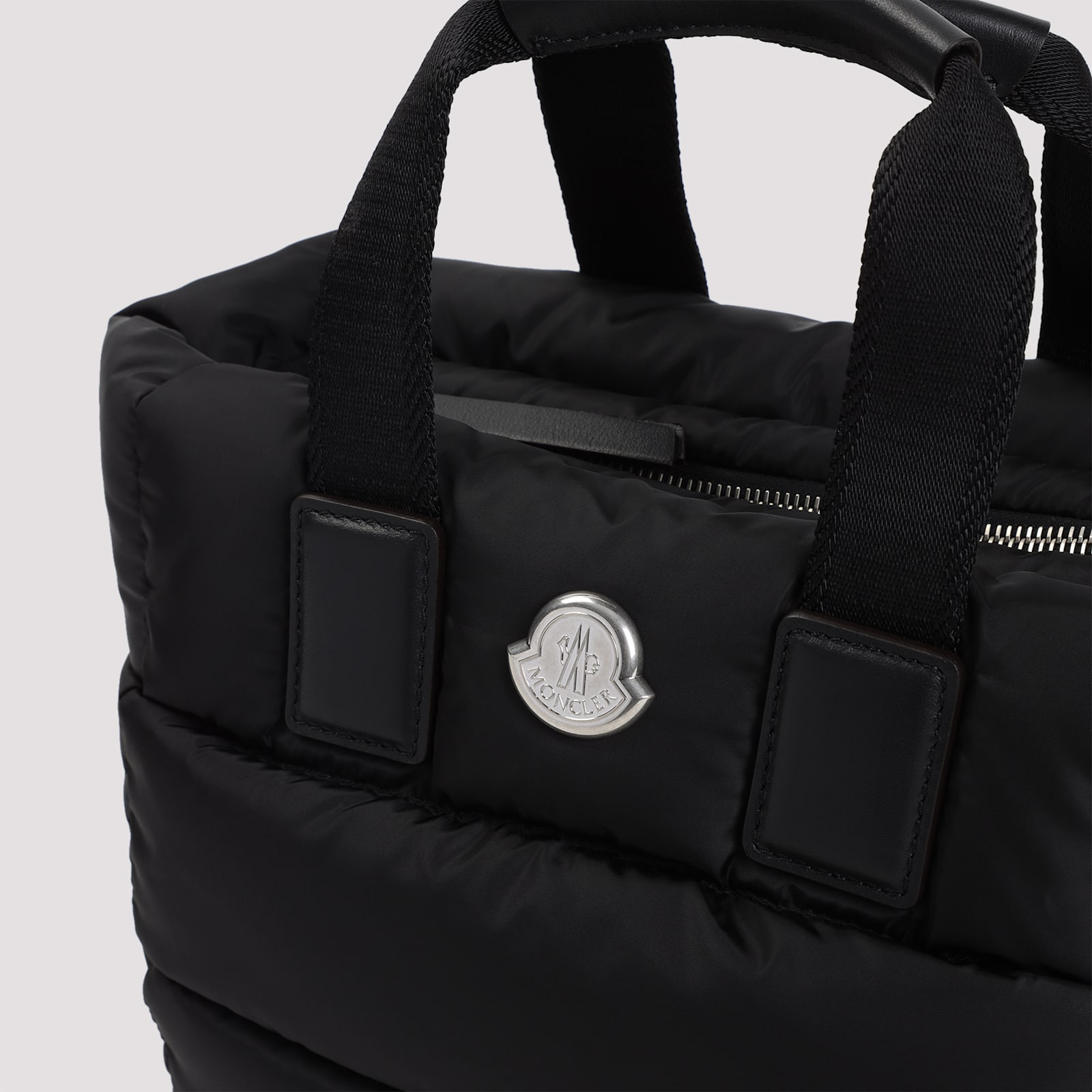Moncler Mini Caradoc Black Polyamide Tote Bag In Black