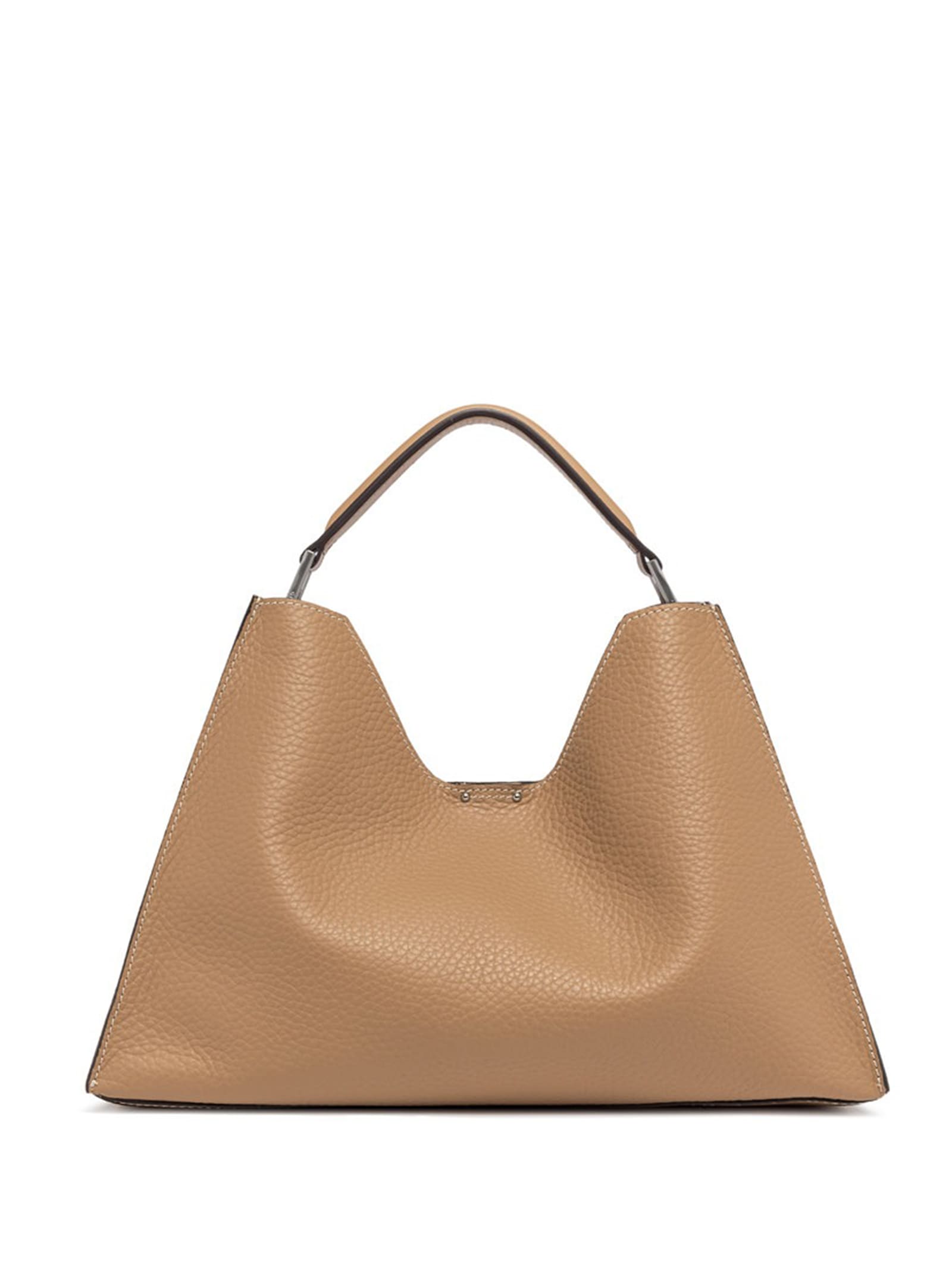 Shop Gianni Chiarini Aurora Sand Leather Shoulder Bag In Sabbia-nature