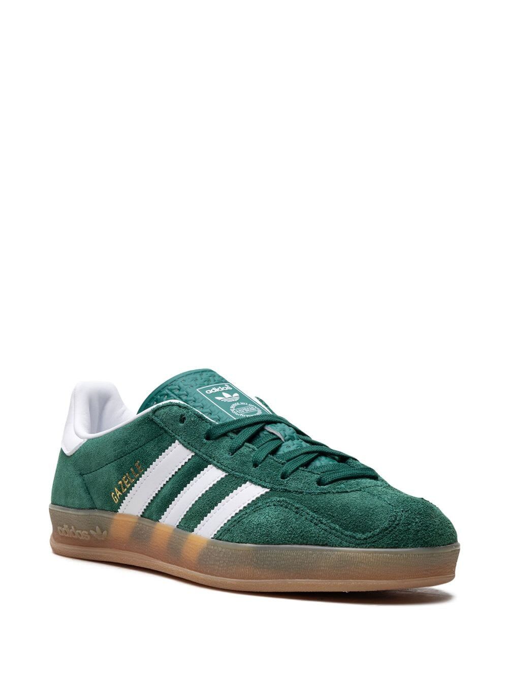 Shop Adidas Originals Gazelle Indoor Sneakers In Collgreen Ftwwht Gum