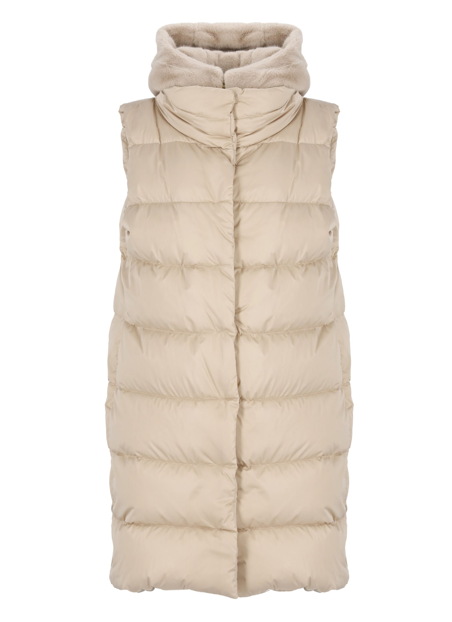 Shop Herno Padded And Quilted Vest In Beige