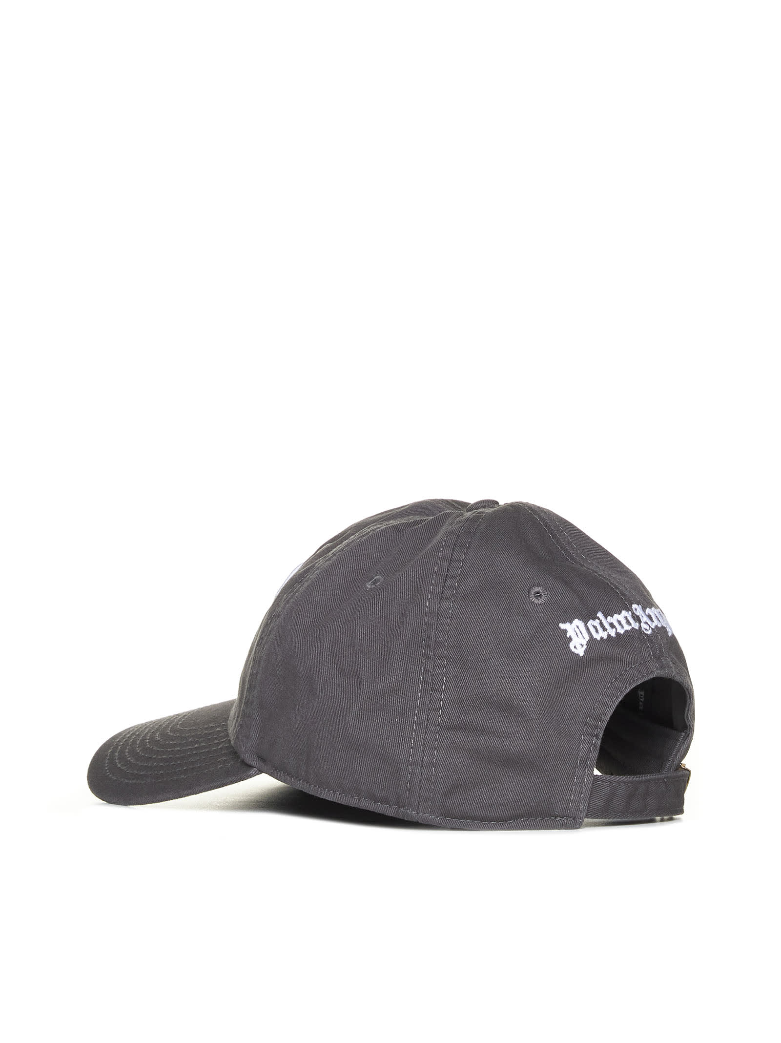 Palm Angels Monogram Cotton Baseball Cap In Grey