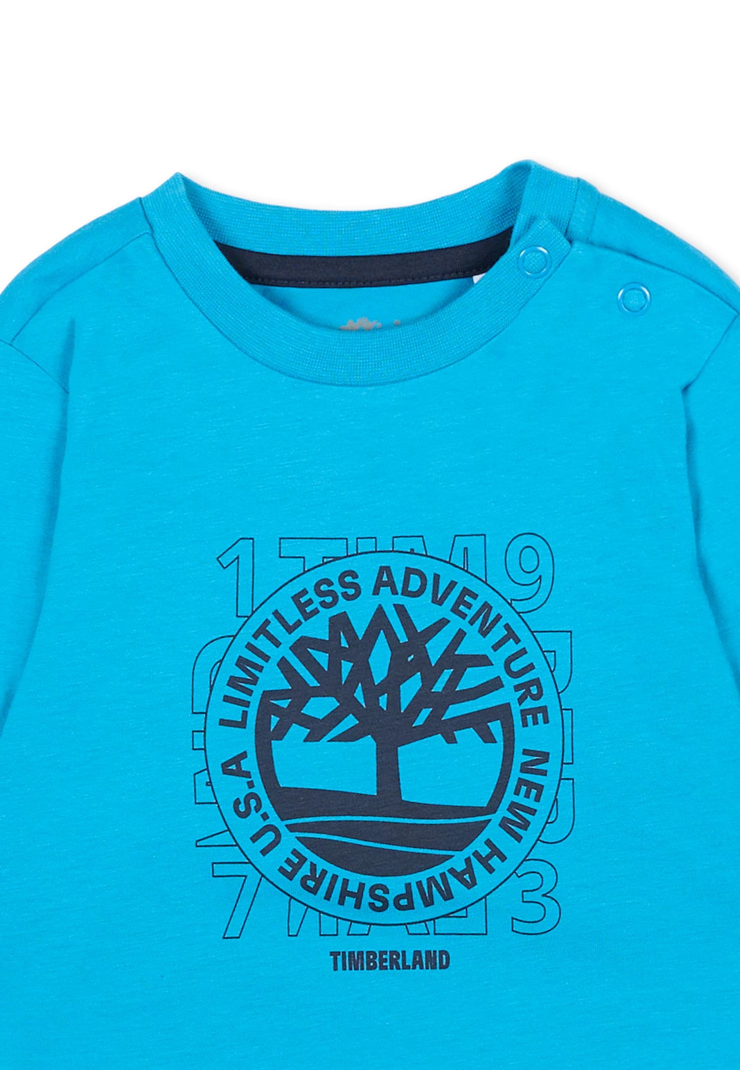 Timberland Light Blue T-shirt For Baby Boy With Tree Print In Blue