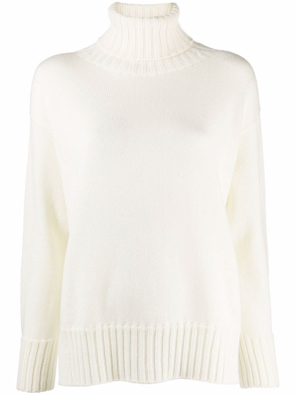 Shop Drumohr Long Sleeves Turtle Neck Oversized Sweater In Milk