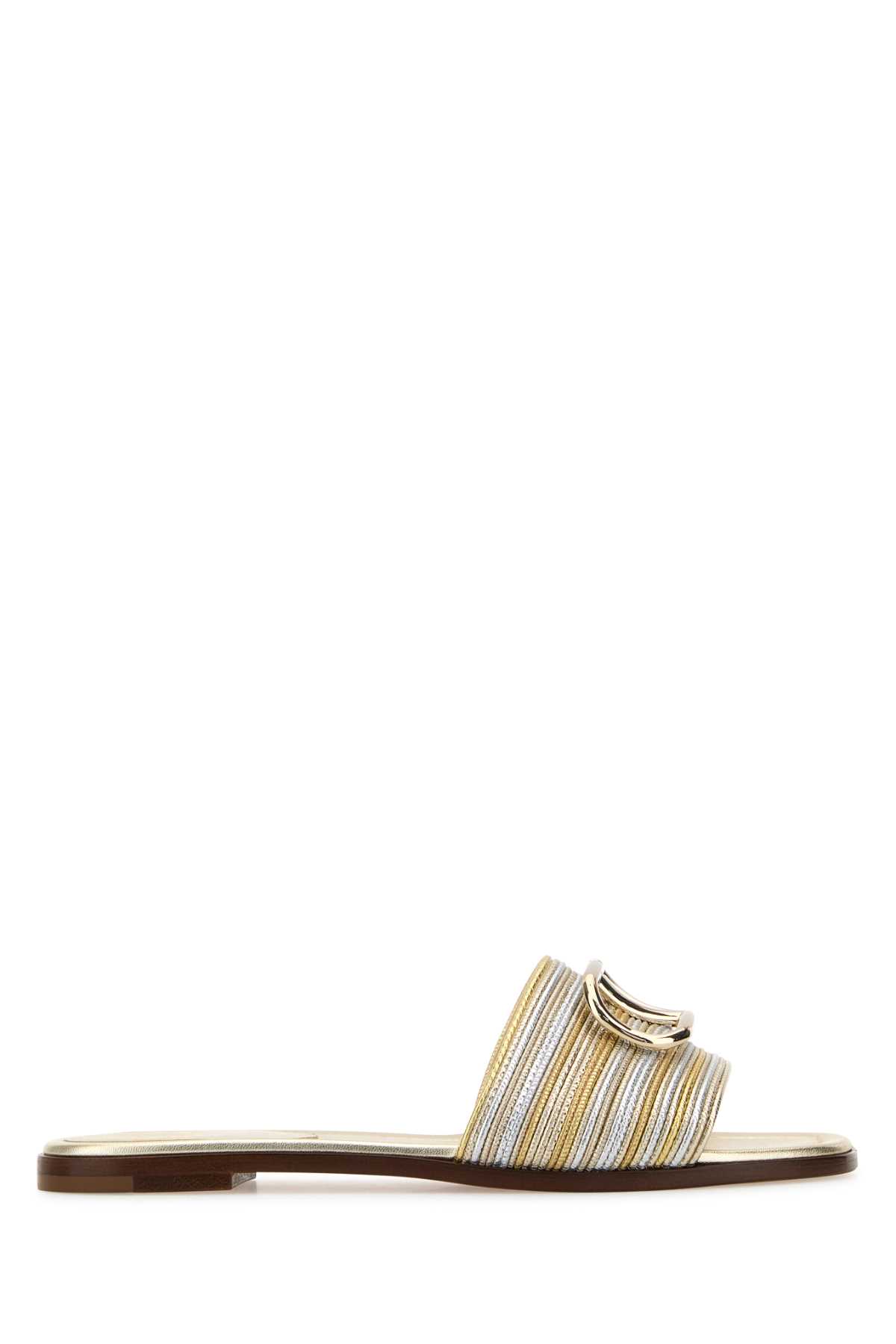 Two-tone Leather Vlogo Signautre Slippers