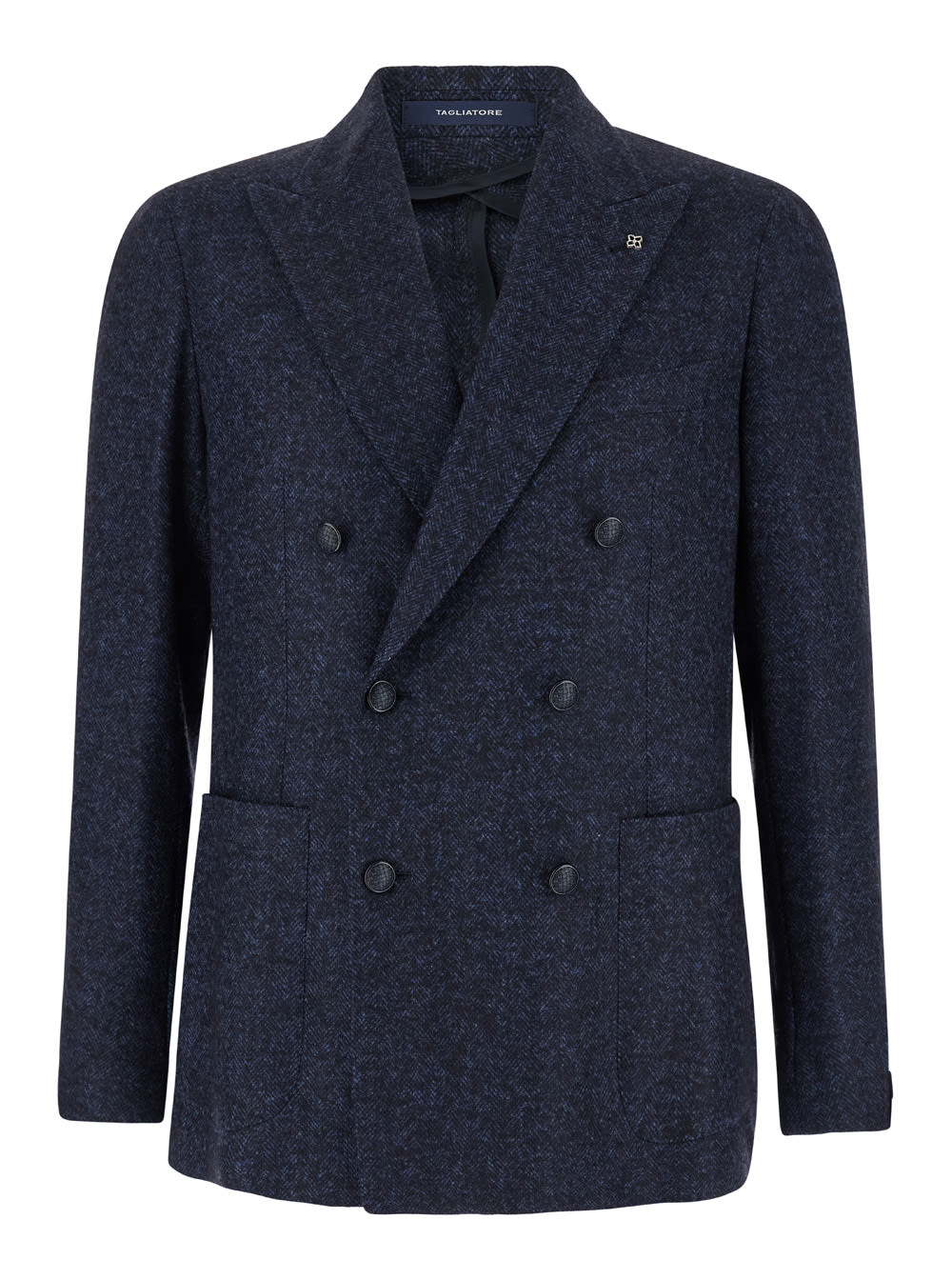 Shop Tagliatore Montecarlo Blue Double-breasted Jacket In Wool Blend Man