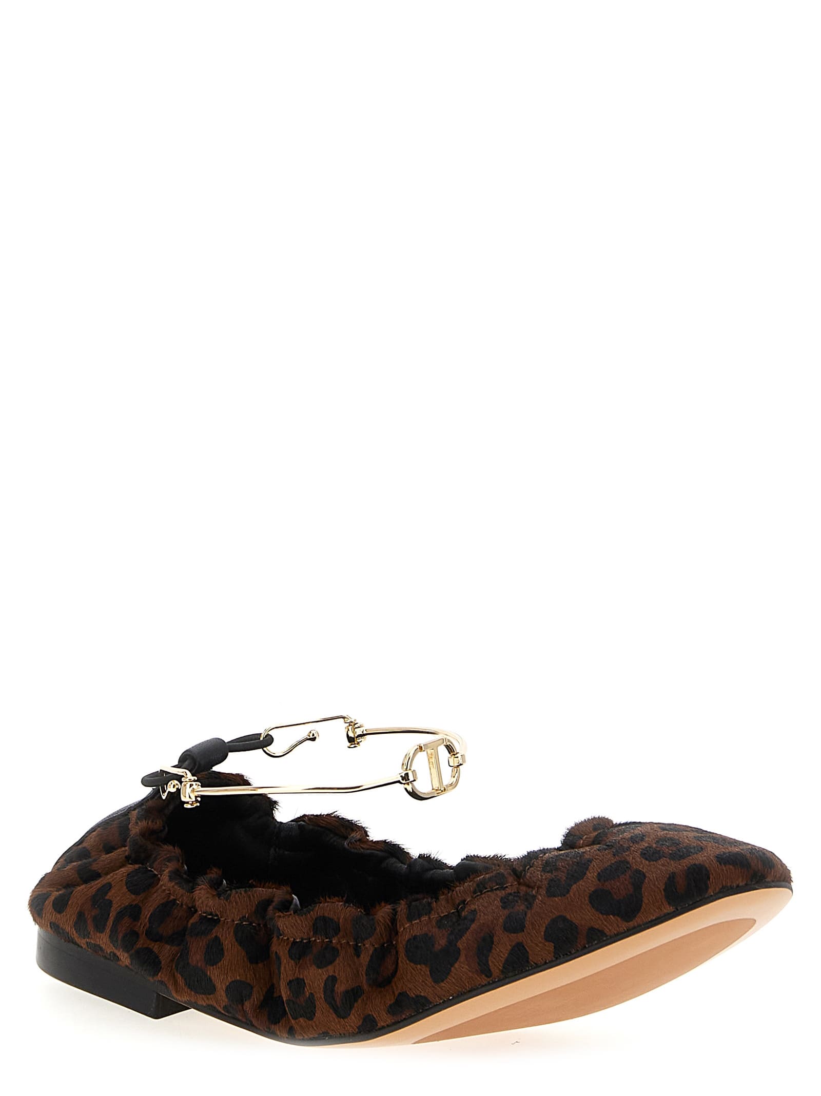 Twinset Animal Print Ballet Flats In Brown
