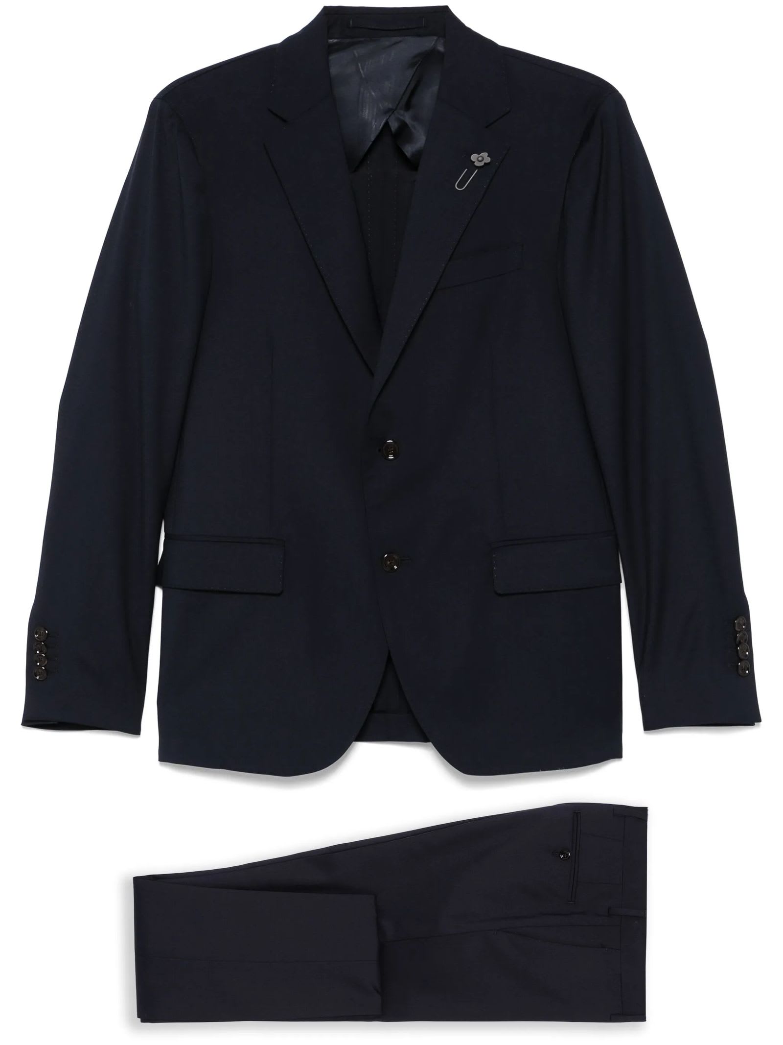 Lardini Single-breasted Crepe Suit In Blue