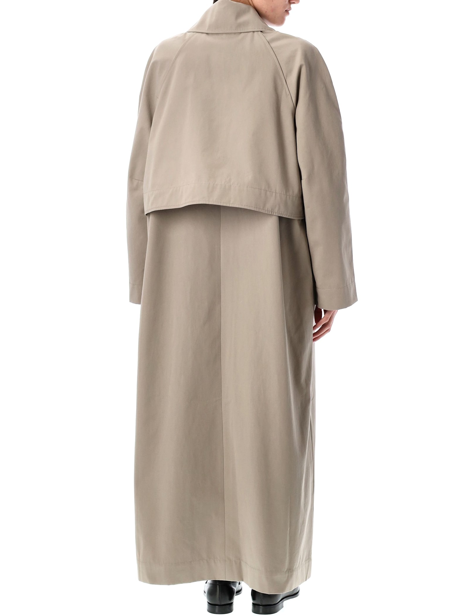 Remain Birger Christensen Remain Trench Coat With Cropped Overlay And Classic Collar In Crockrey Beige