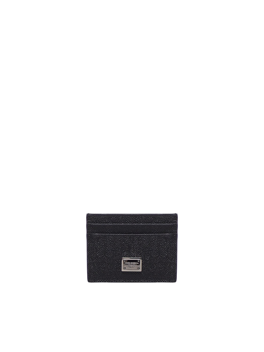 DOLCE & GABBANA CALFSKIN CARD HOLDER WITH METALLIC LOGO 