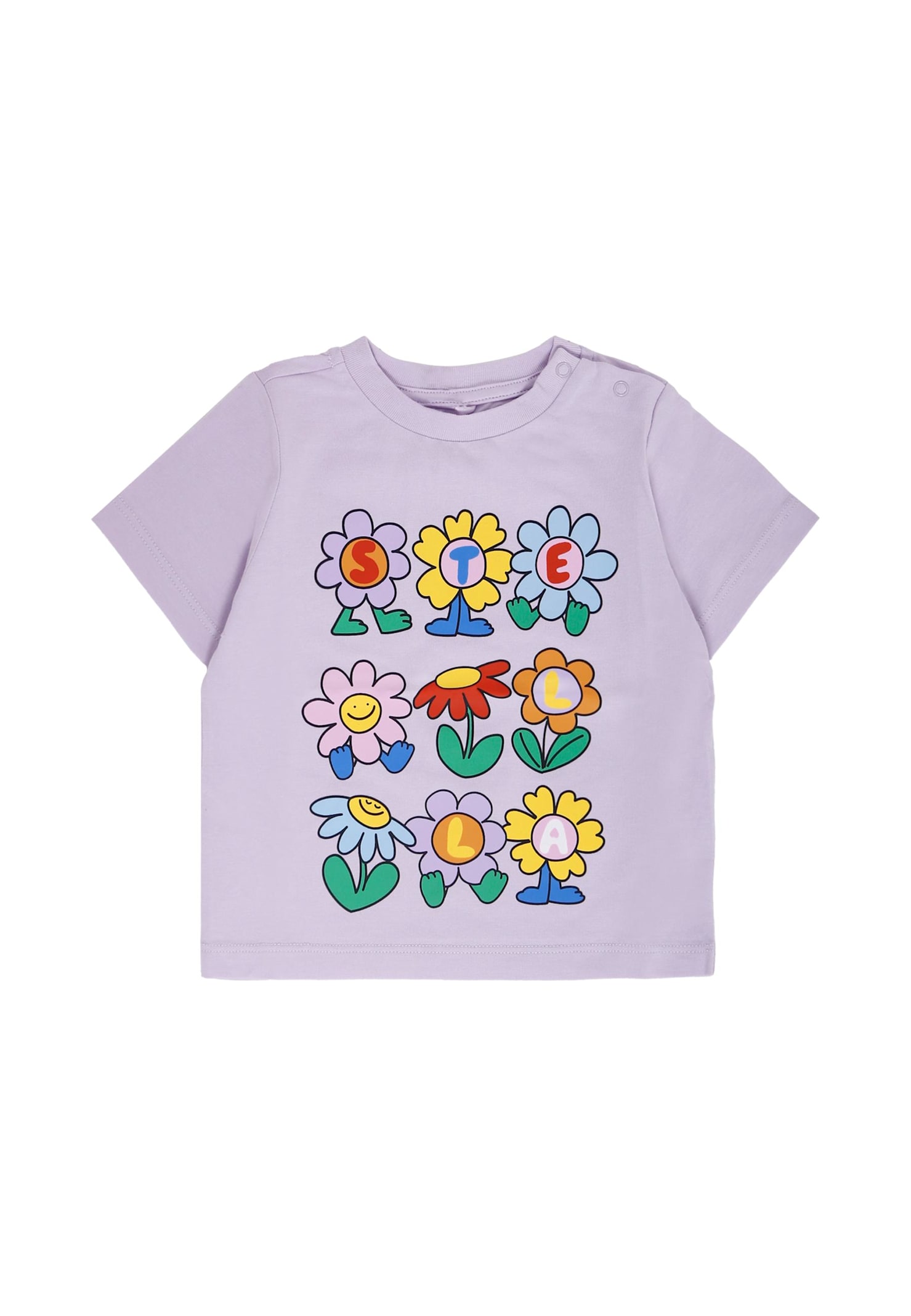 Stella Mccartney Lilac T-shirt For Baby Girl With Flowers In Purple
