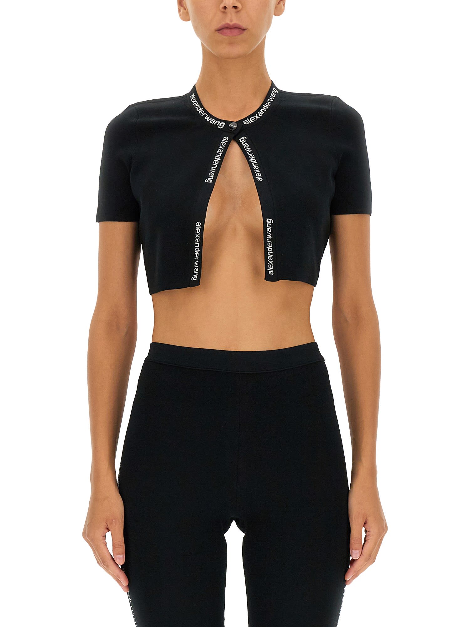 T by Alexander Wang Crop Top With Jacquard Logo