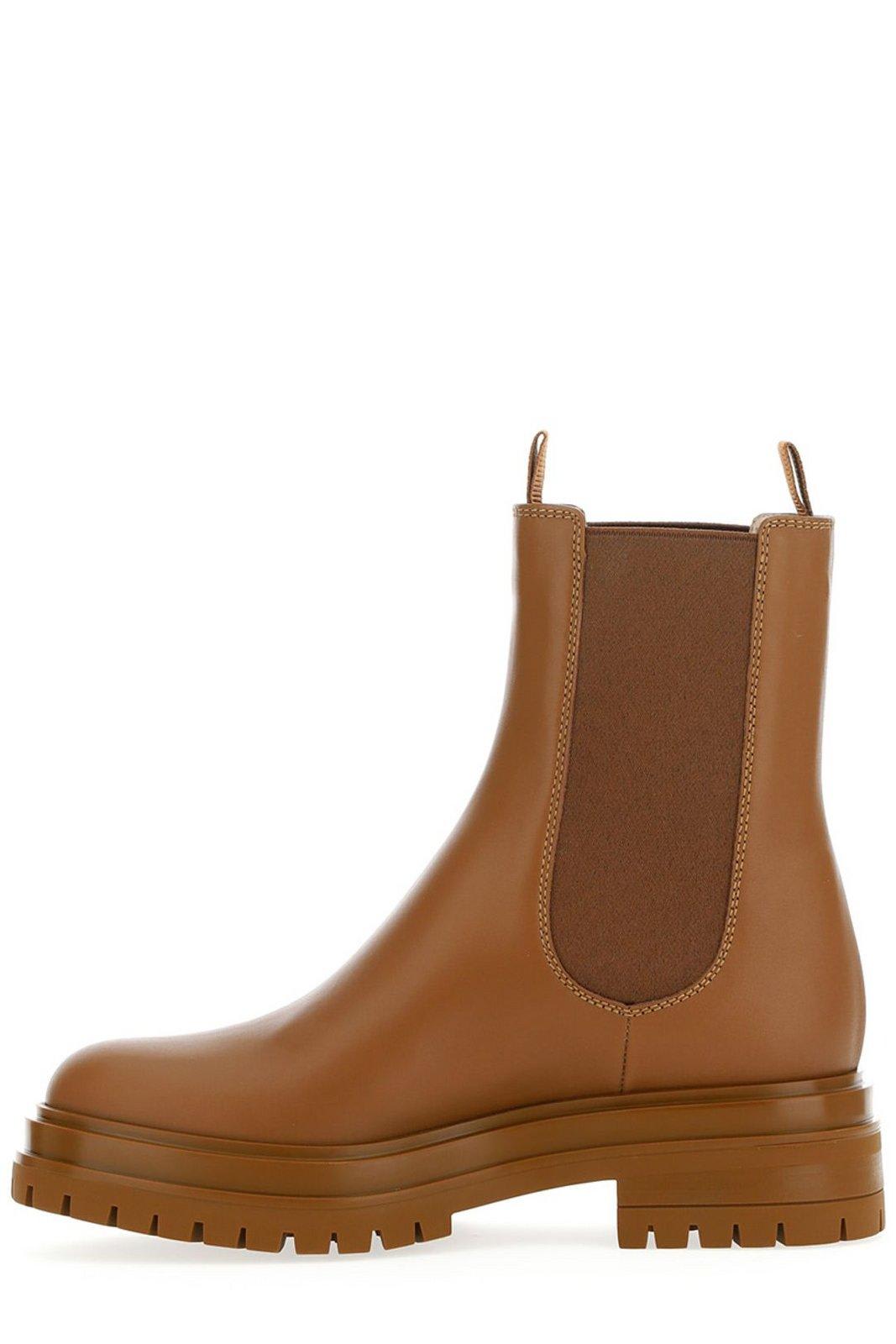 GIANVITO ROSSI ROUND TOE COMBAT BOOTS