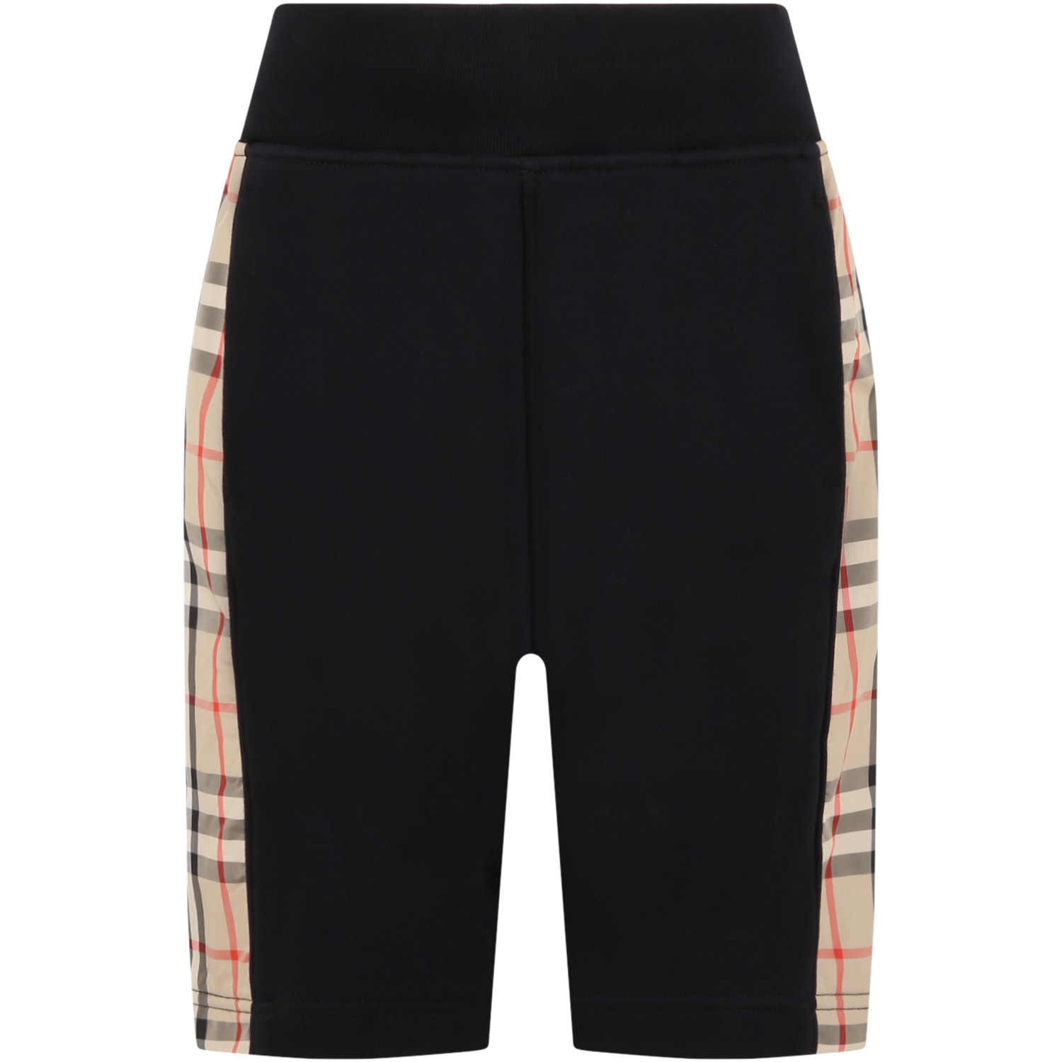 Burberry Kids' Black Shorts For Boy With Vintage Check
