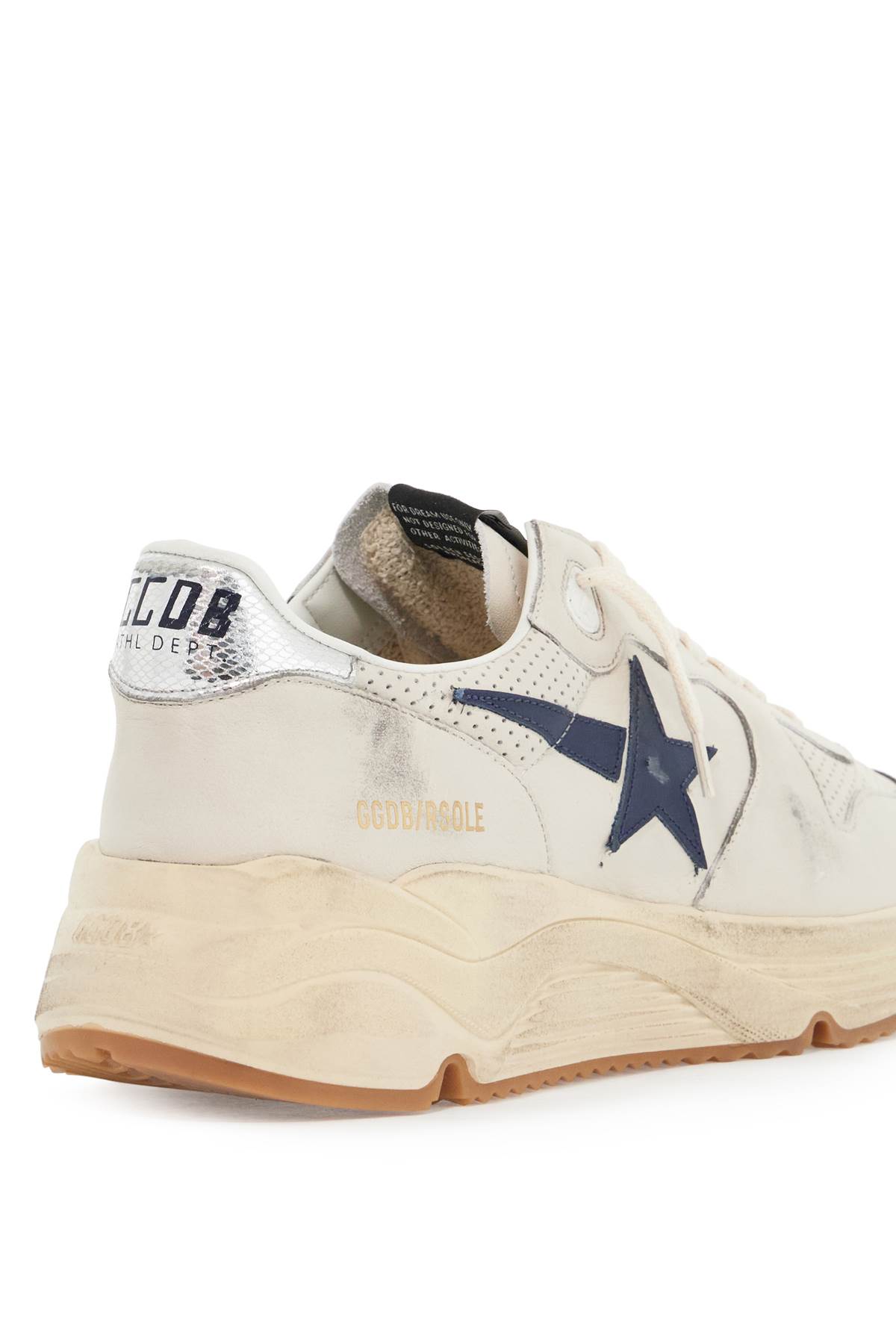 Shop Golden Goose Leather Sole Running Sneakers With In White/blue/silver