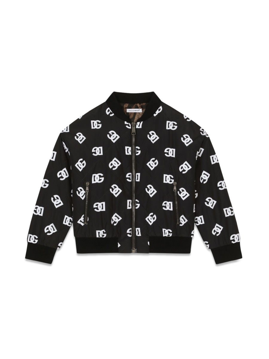Shop Dolce & Gabbana Bomber Allover Logo In Black