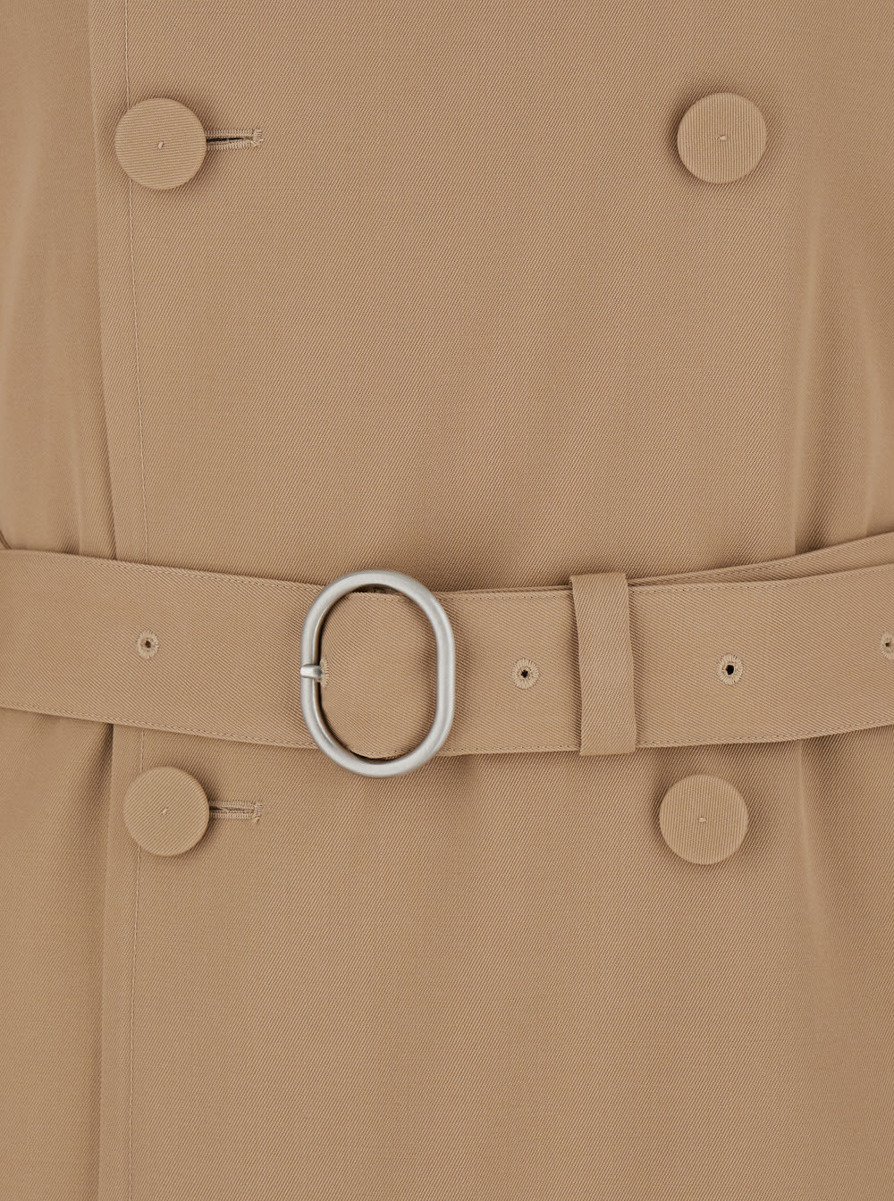 Shop Jil Sander Beige Double Breasted Trench With Belt In Wool Man