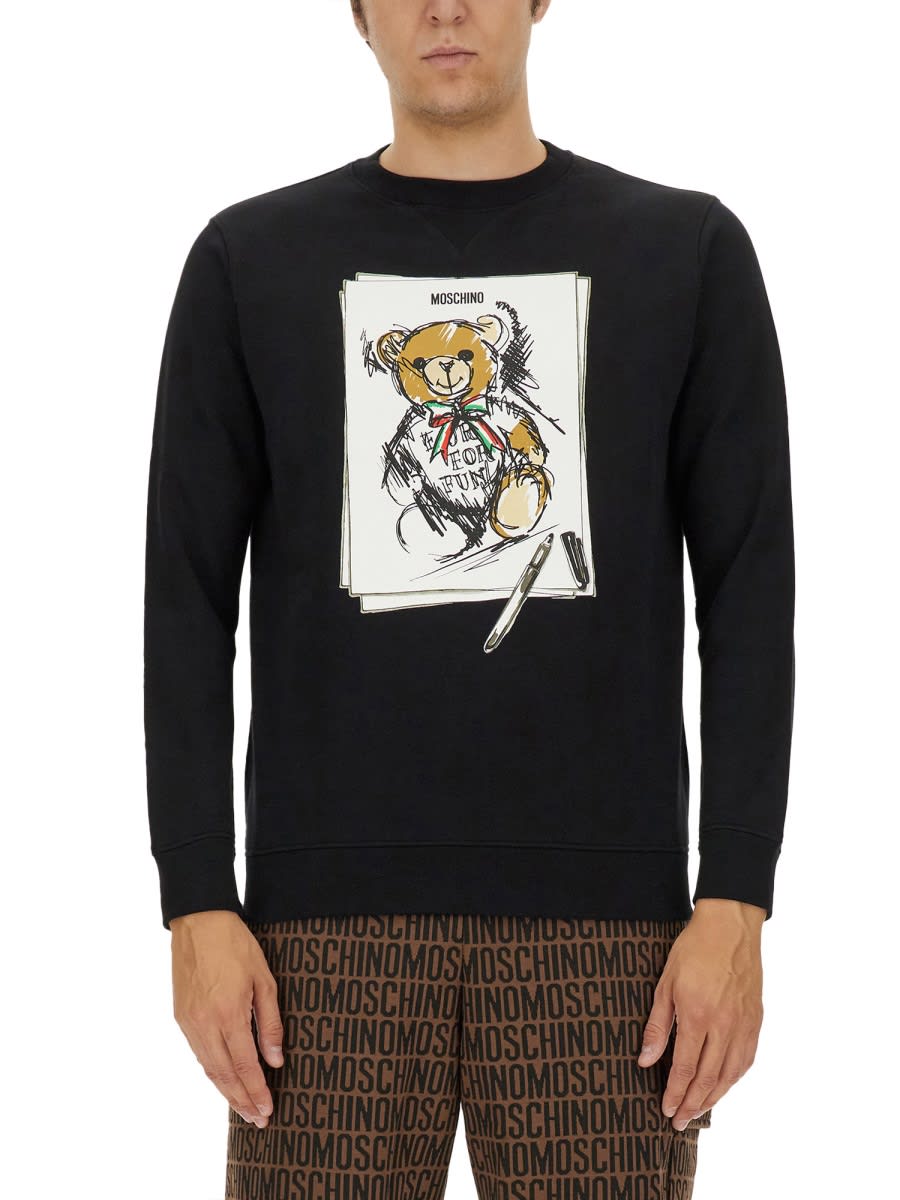 Shop Moschino Teddy Sweatshirt In Black