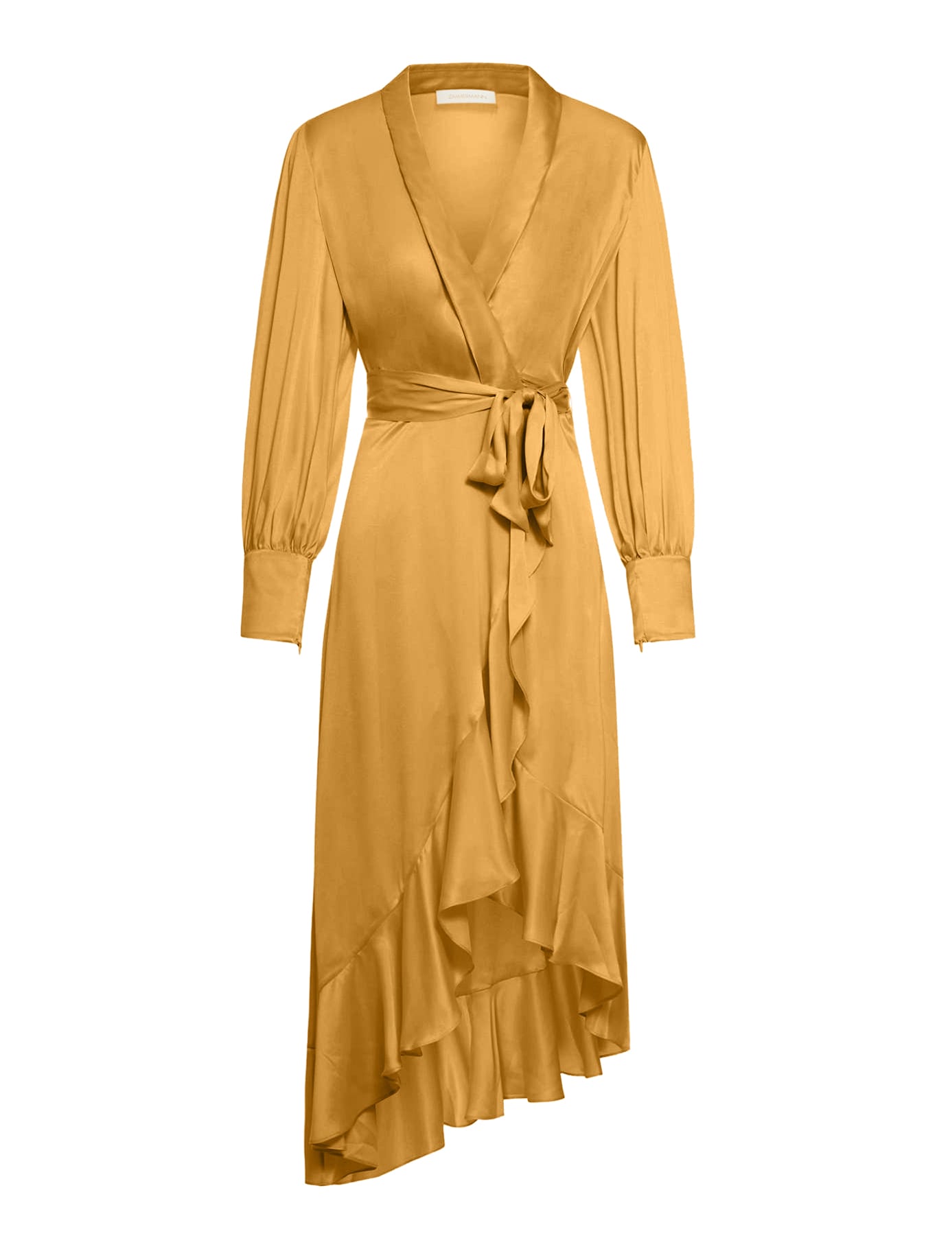 Shop Zimmermann Silk Wrap Midi Dress In Hon Honey