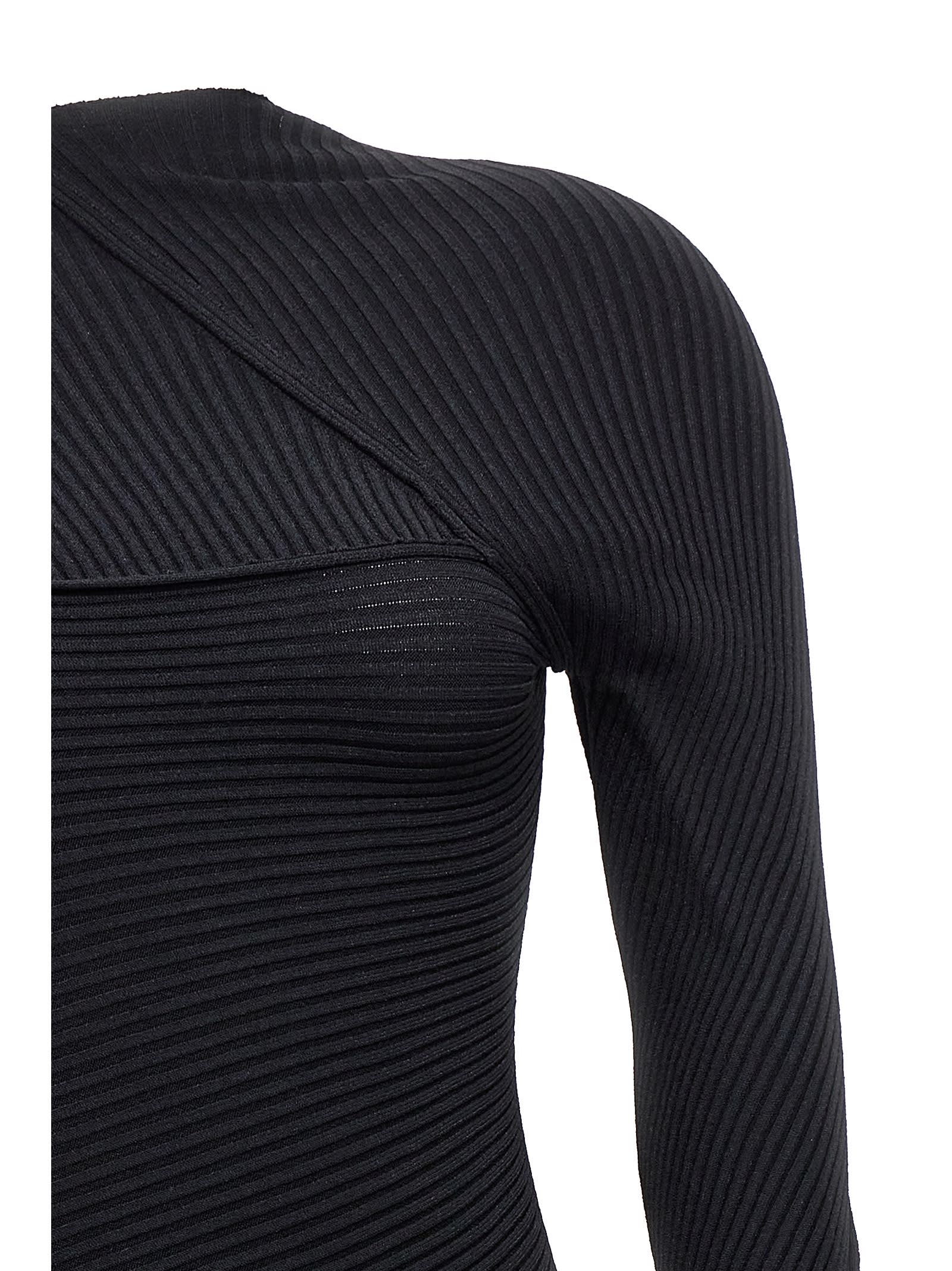 Balenciaga Paneled Ribbed-knit Maxi Dress In Black