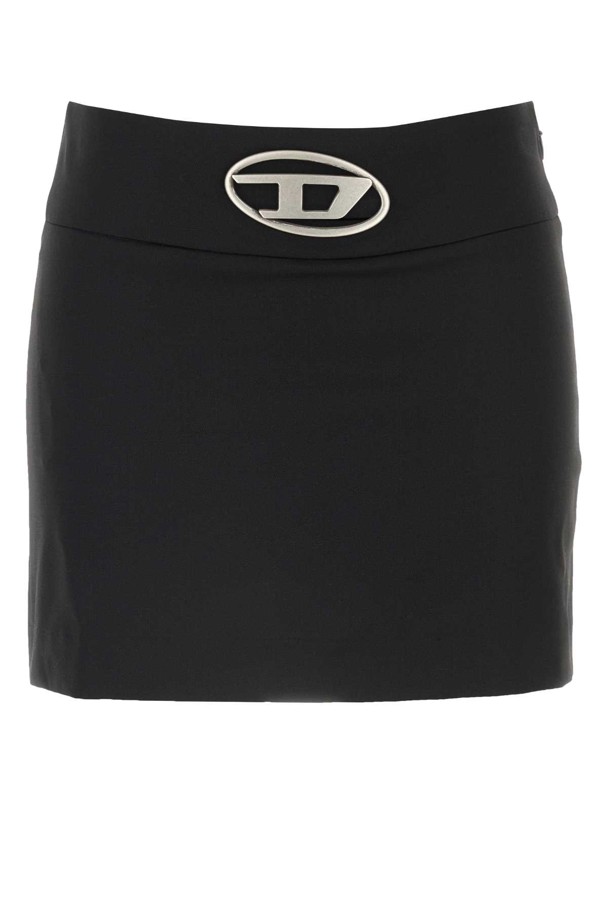 Shop Diesel Black Stretch Polyester Blend O-dixy Mini Skirt In 9xx