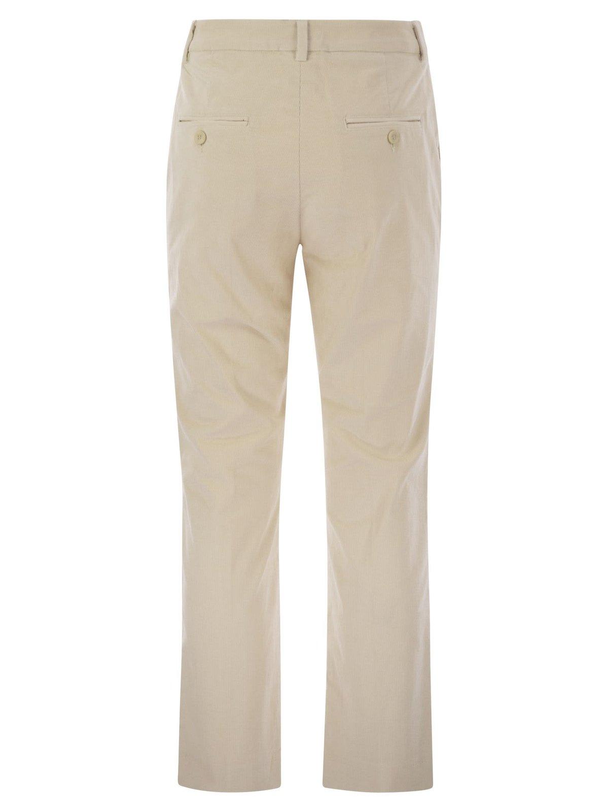 Shop Weekend Max Mara Straight Cut Ribbed Trousers In White