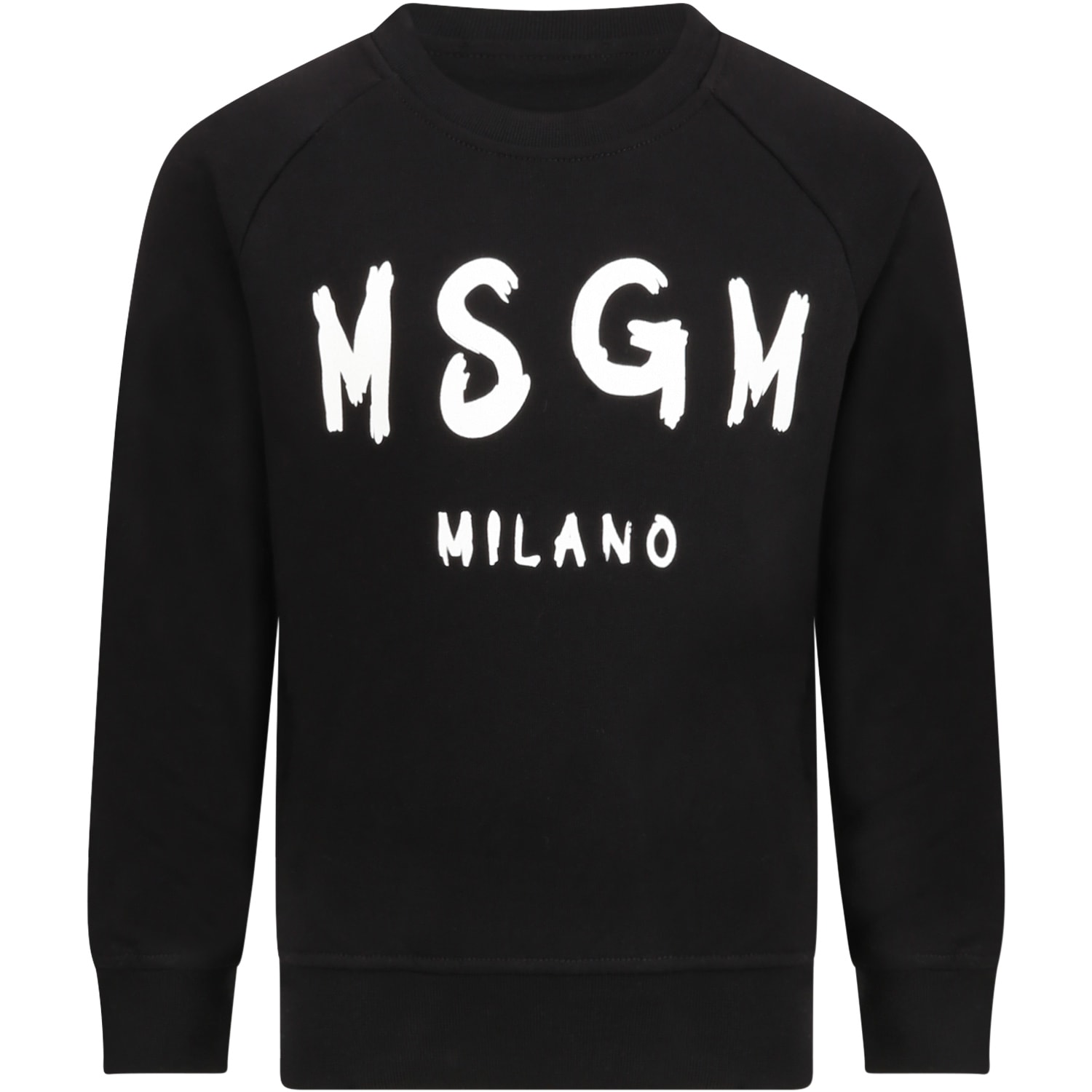 MSGM Black Sweatshirt For Kids With Logo