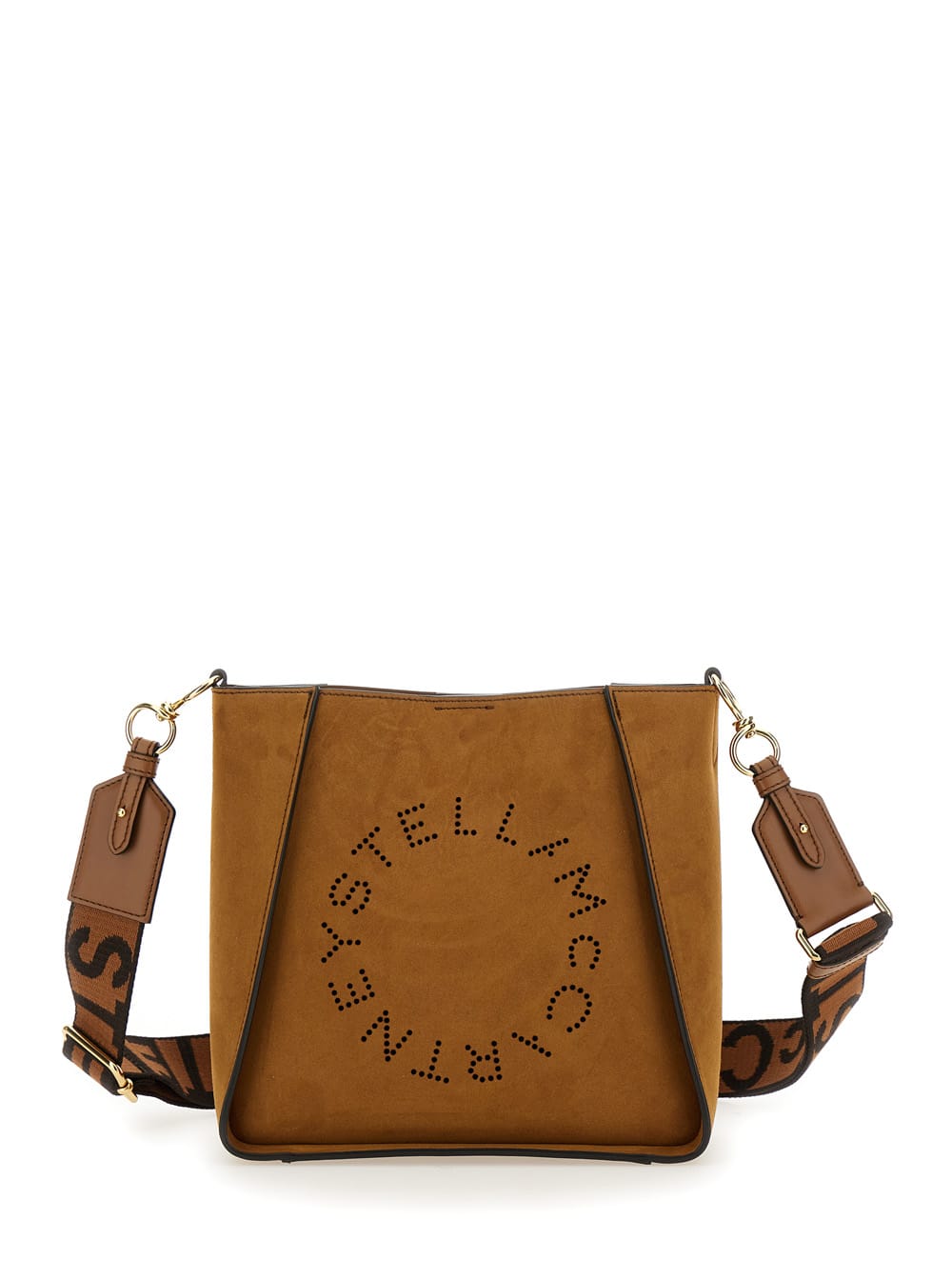 Beige Crossbody Bag With Front Ring Logo In Eco-leather Woman