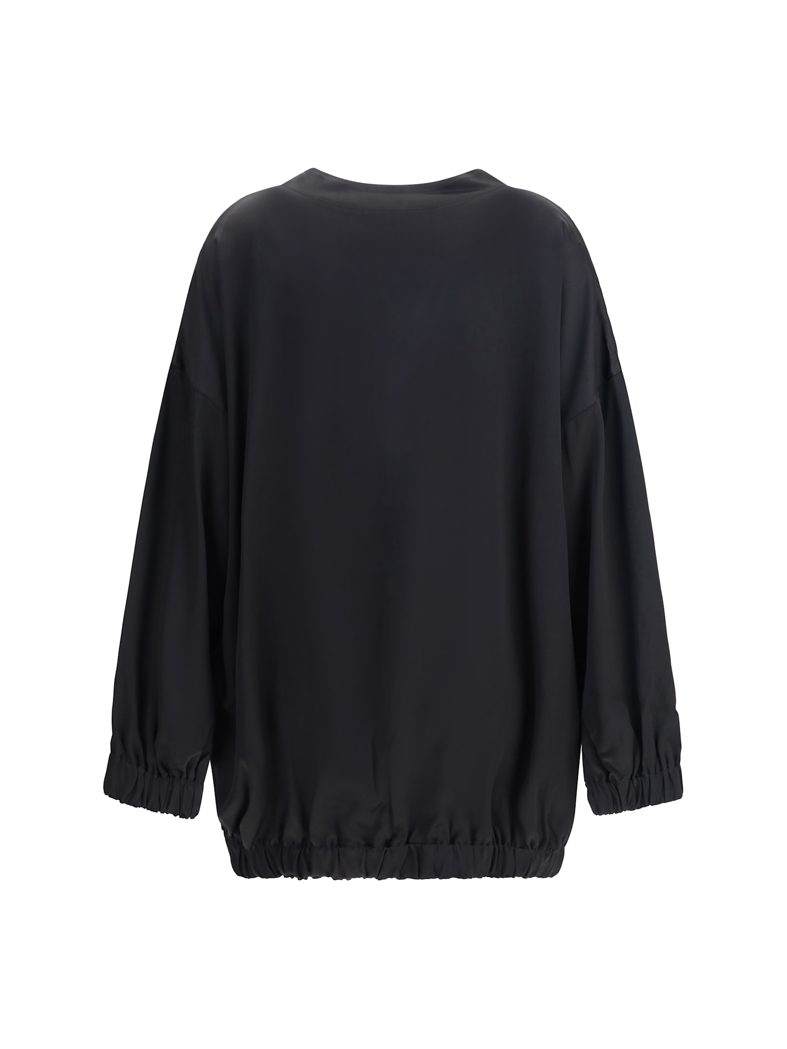 Sa Su Phi V-neck Balloon-sleeve Bomber Jacket In Black