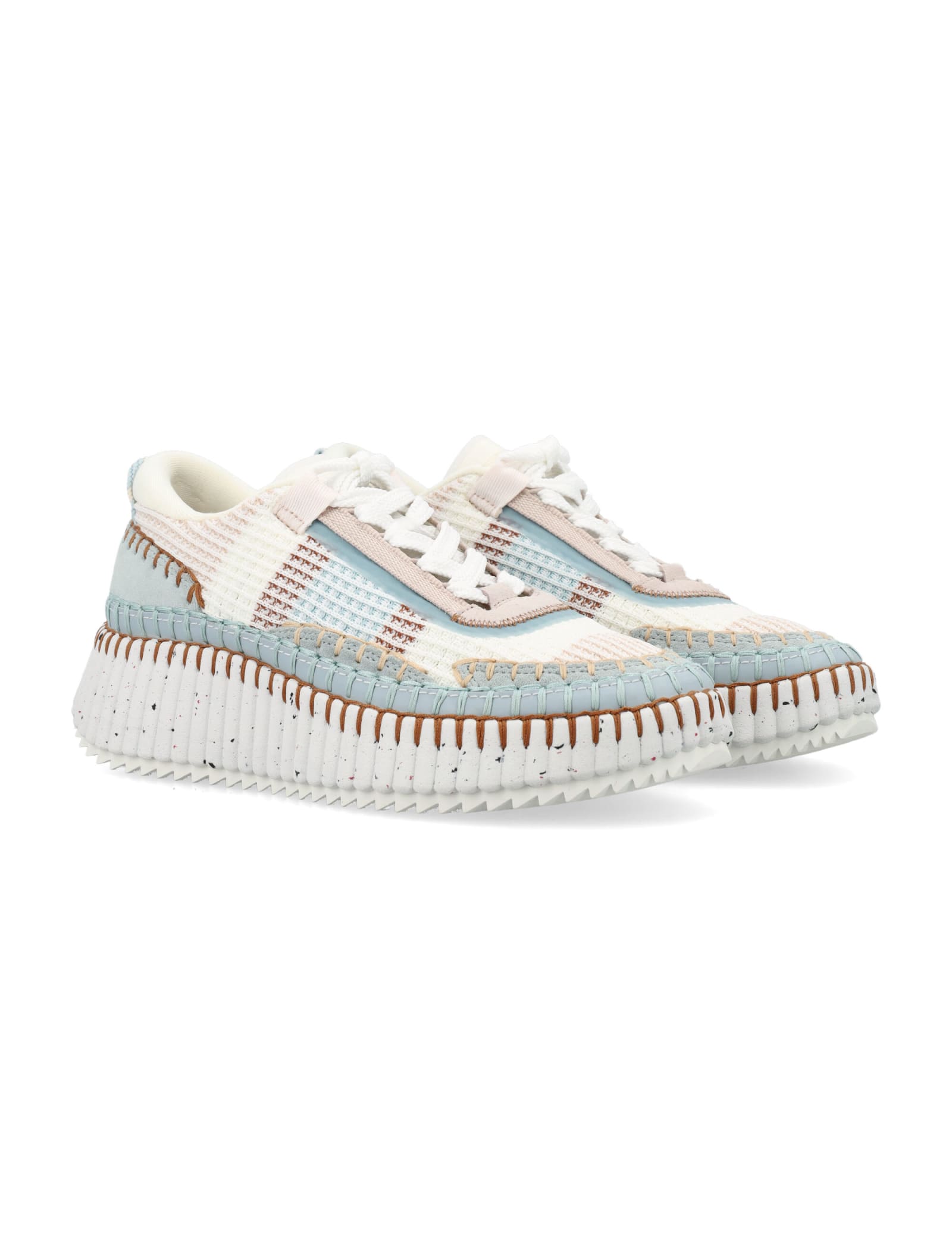 Shop Chloé Nama Woman Sneakers In Clear Blue