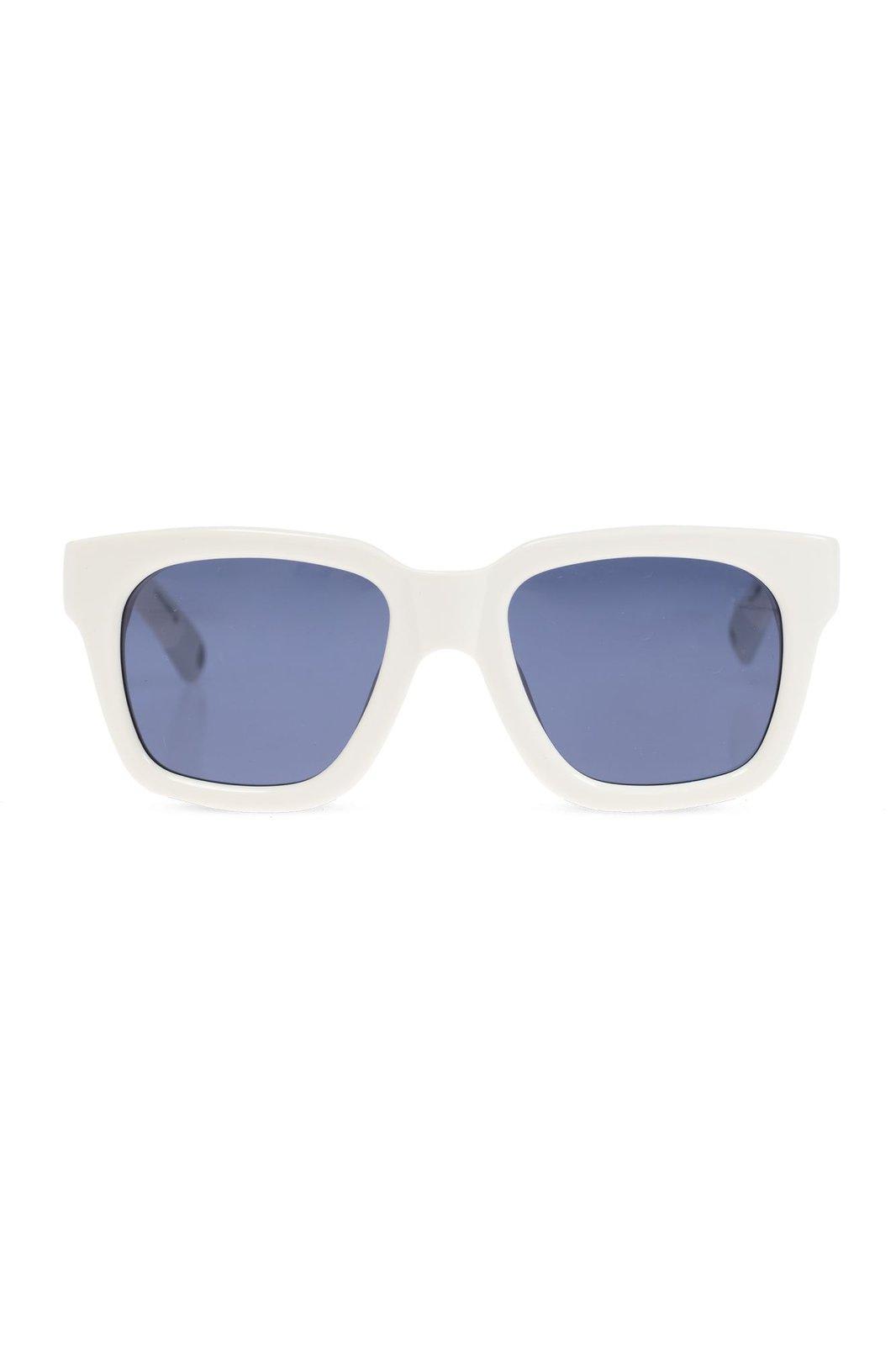 Shop Jacquemus Square Frame Sunglasses Sunglasses In White Blue