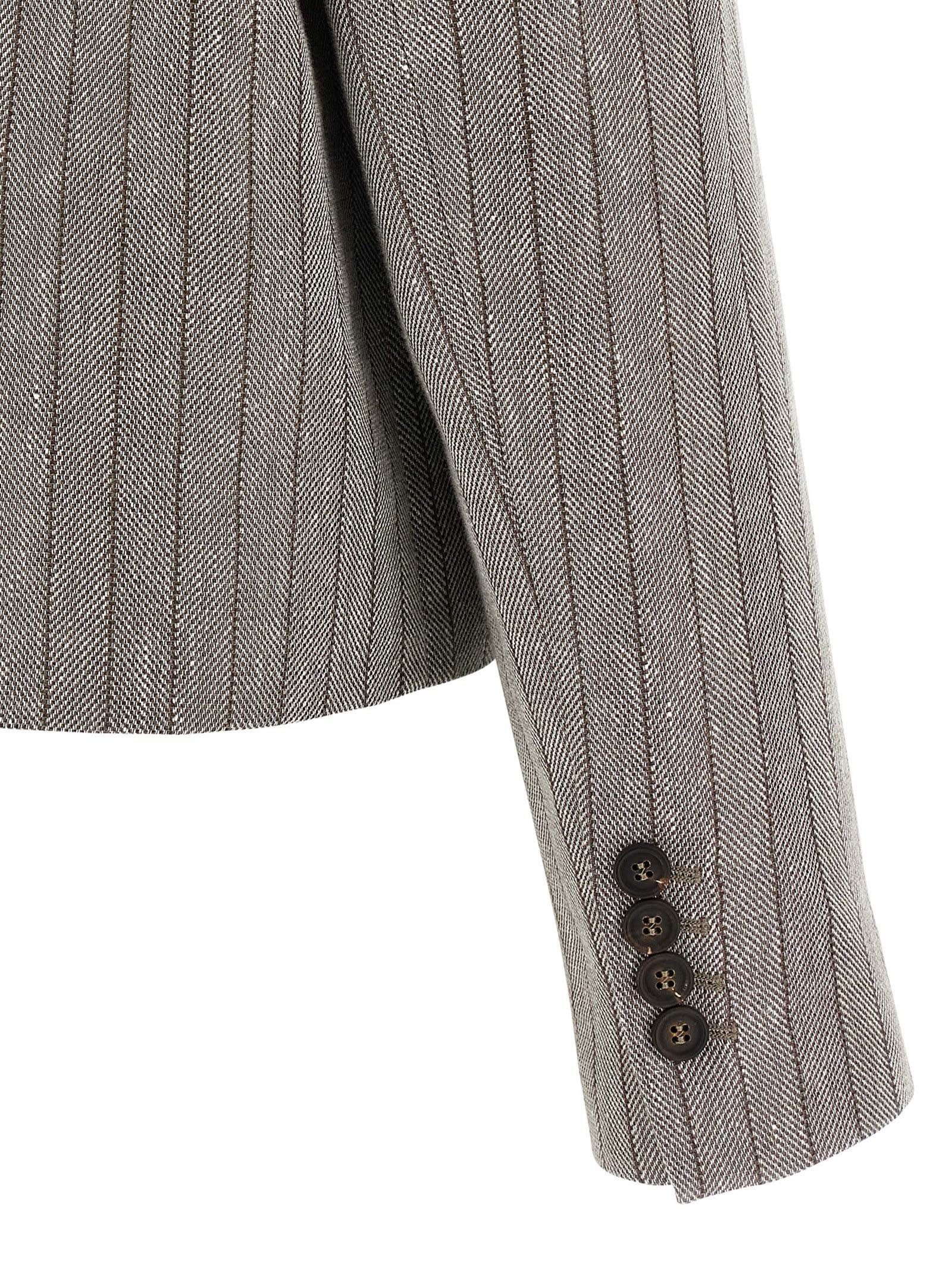 Brunello Cucinelli Pinstriped Chevron Blazer Blazers Gray In Gray