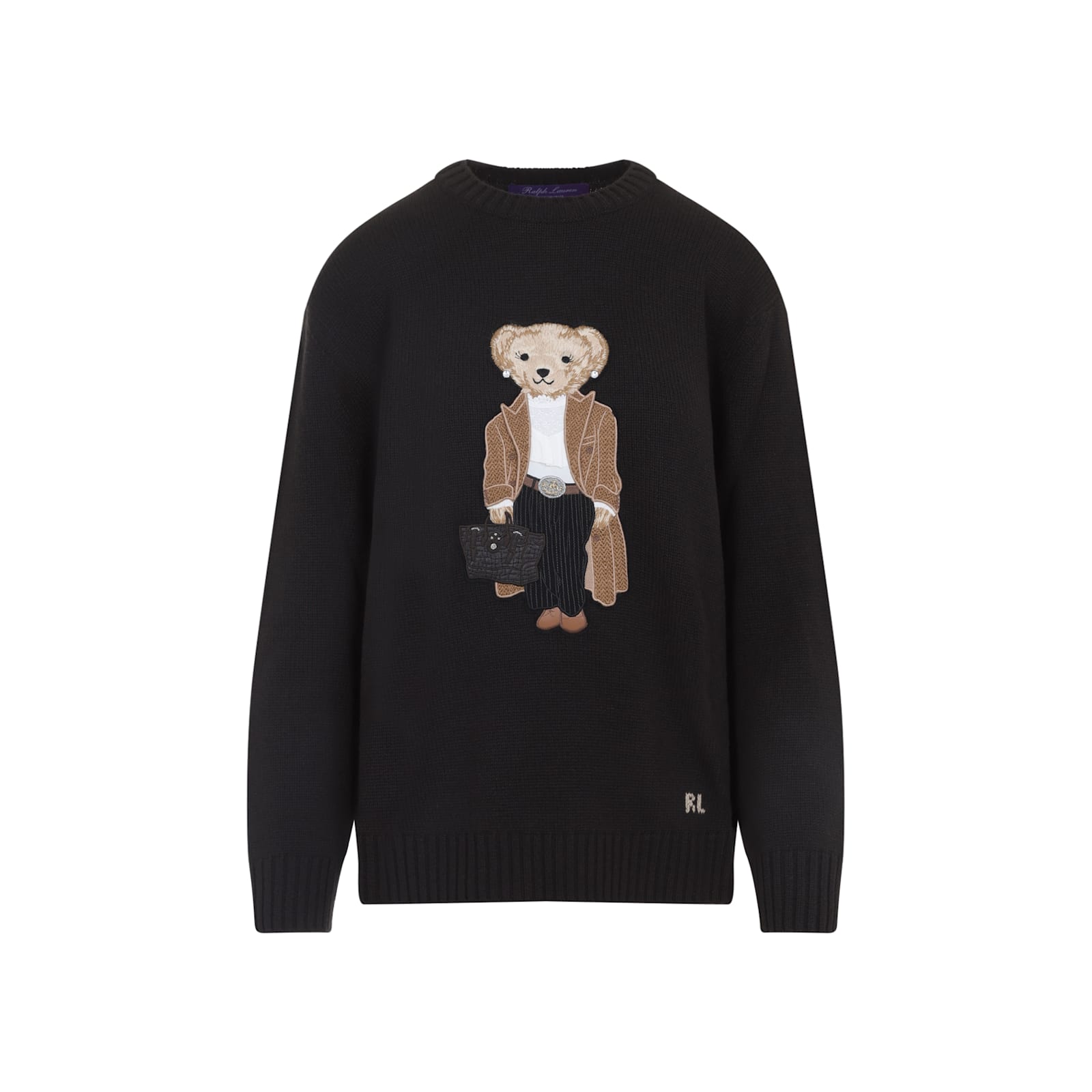 Ralph Lauren Crew Neck Embroidered Knitwear In Brown