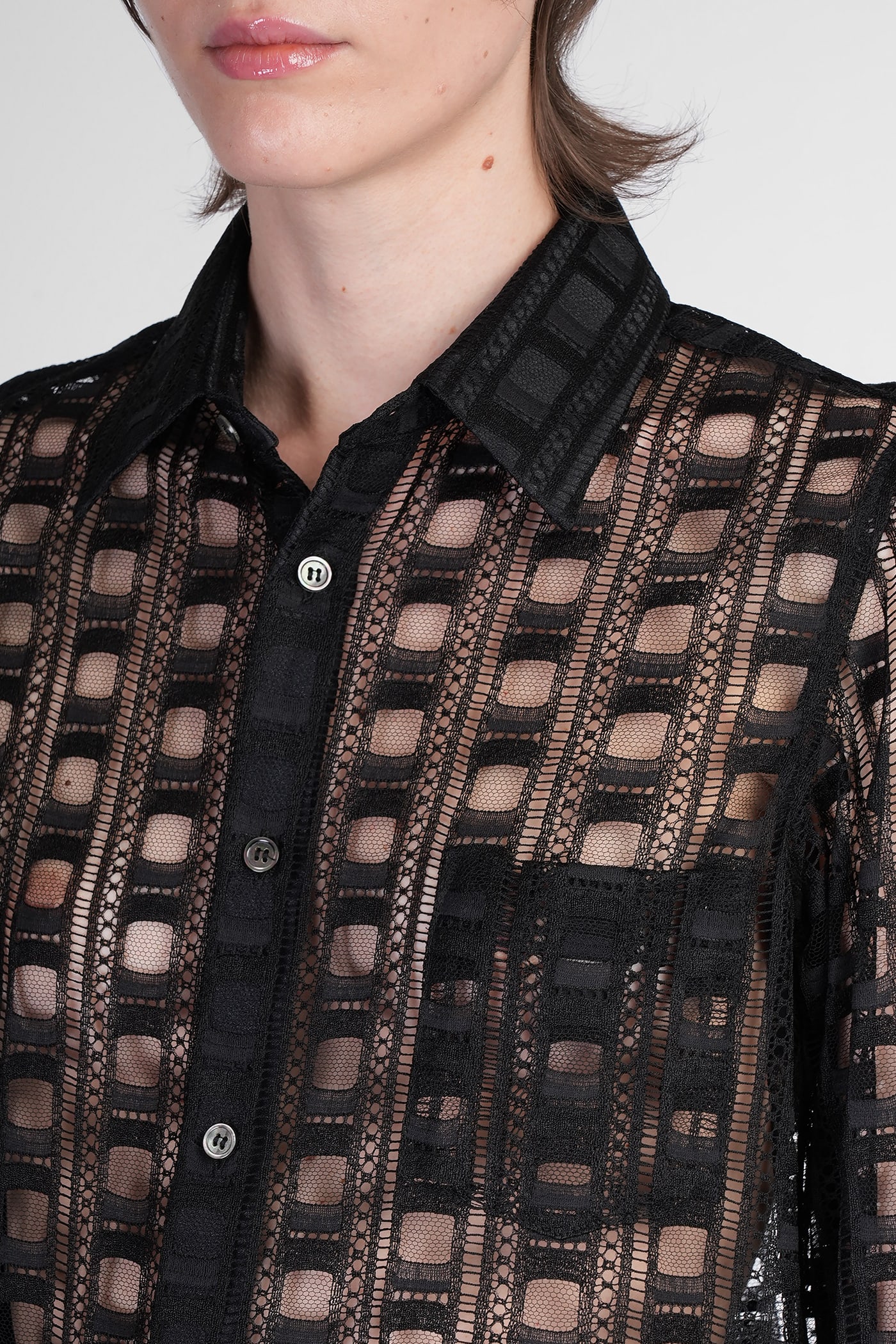 COMME DES GARÇONS SHIRT IN BLACK RAYON 