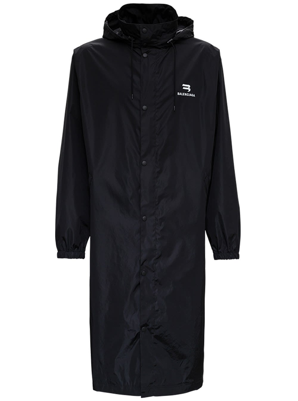 Balenciaga Long Nylon Raincoat With Logo Print