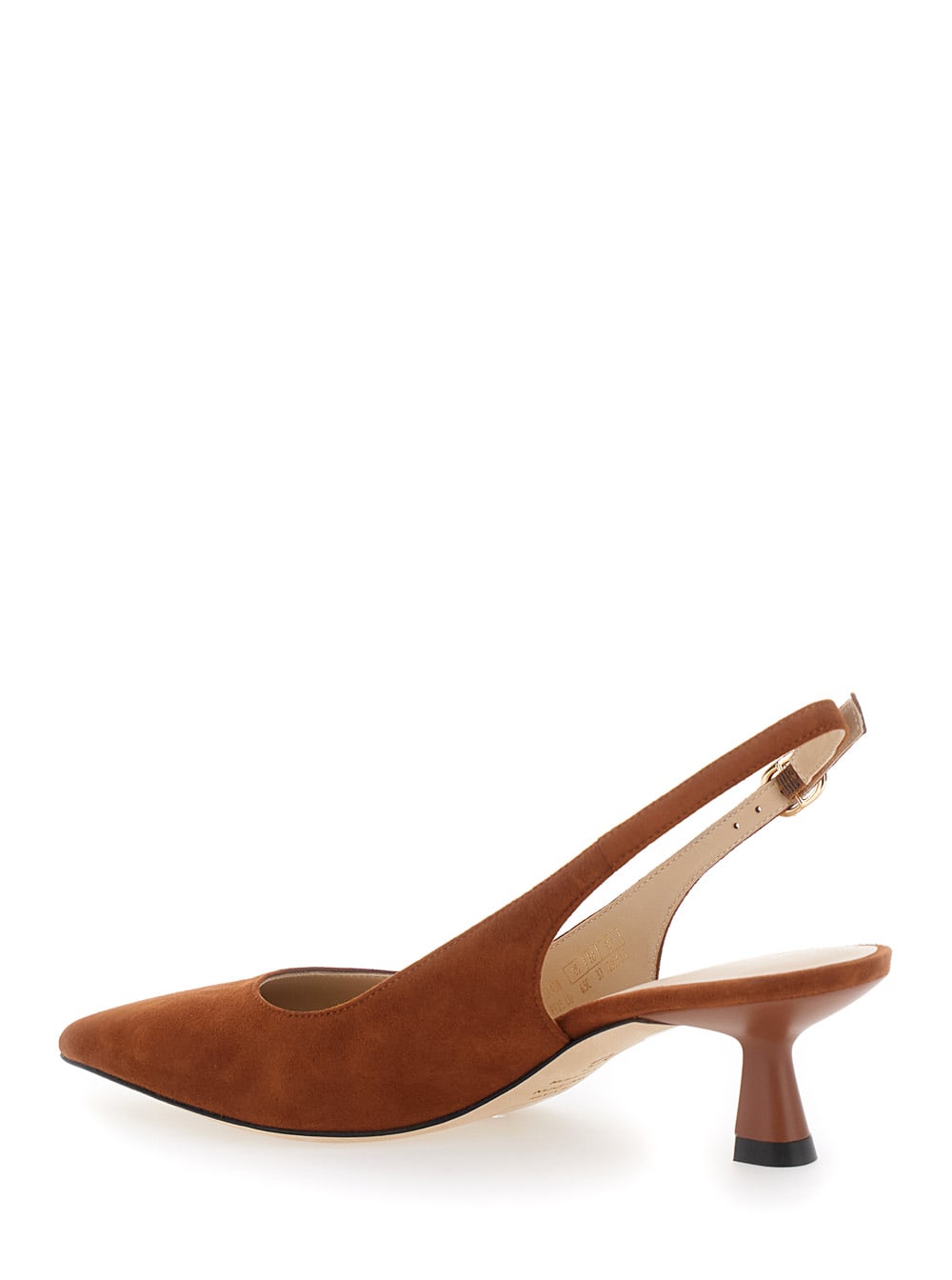 Stuart Weitzman Brown Slingback Pumps With Medium Sculpted Heel In Suede Woman