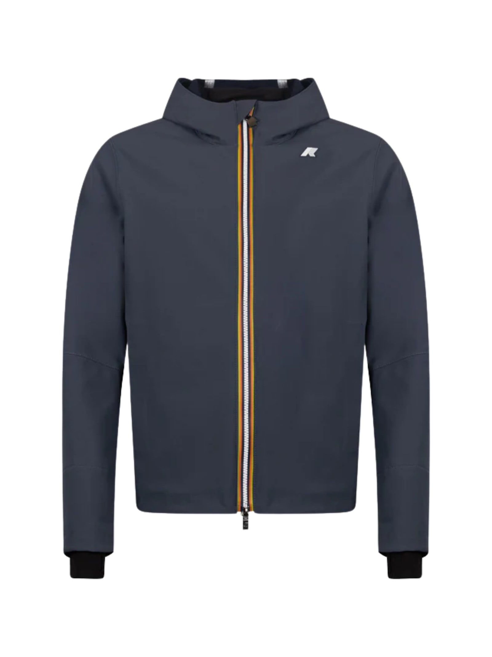 K-way Hooded Jacket With Long Sleeves And Elastic Cuffs In Blue