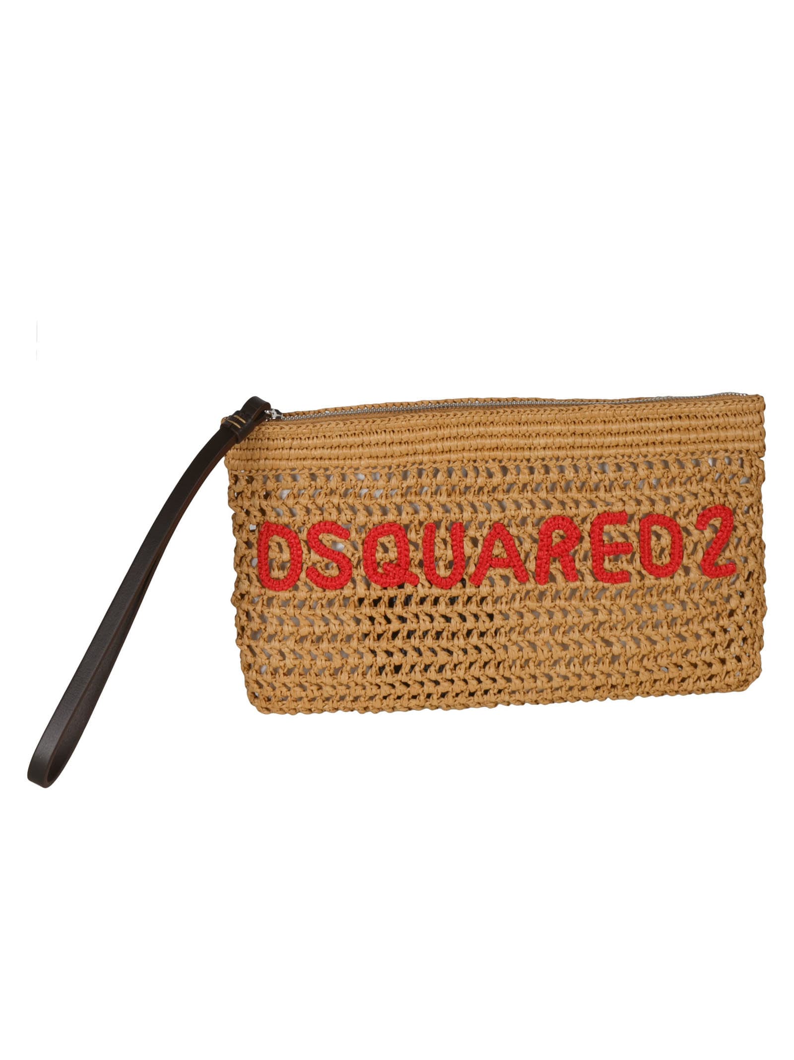 Dsquared2 Logo Embroidered Perforated Clutch