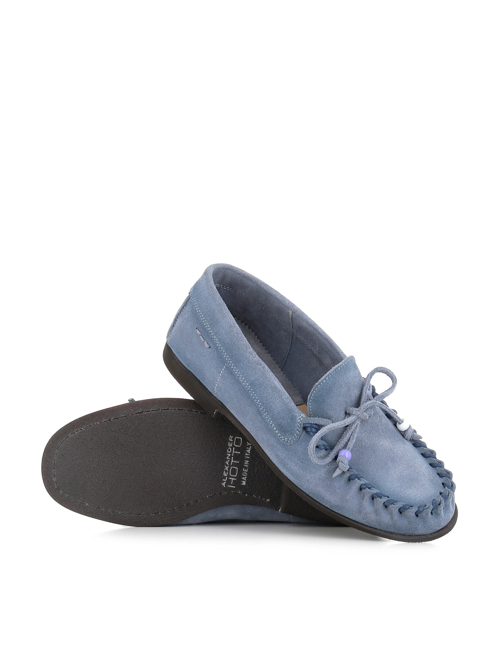 Alexander Hotto Suede Moccasin Loafers In Light Blue