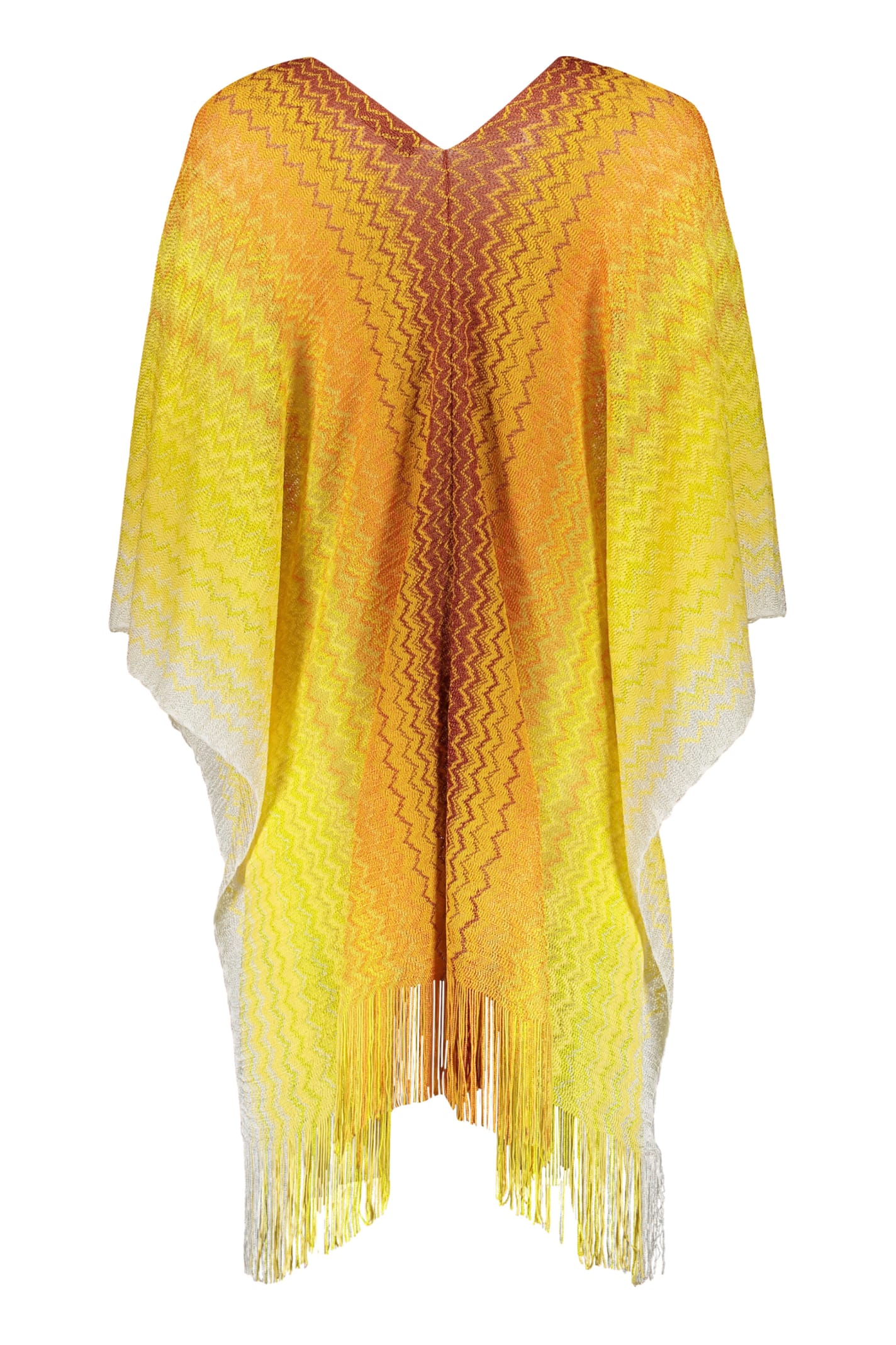 Shop Missoni Asymmetric Wool Cape In Yellow