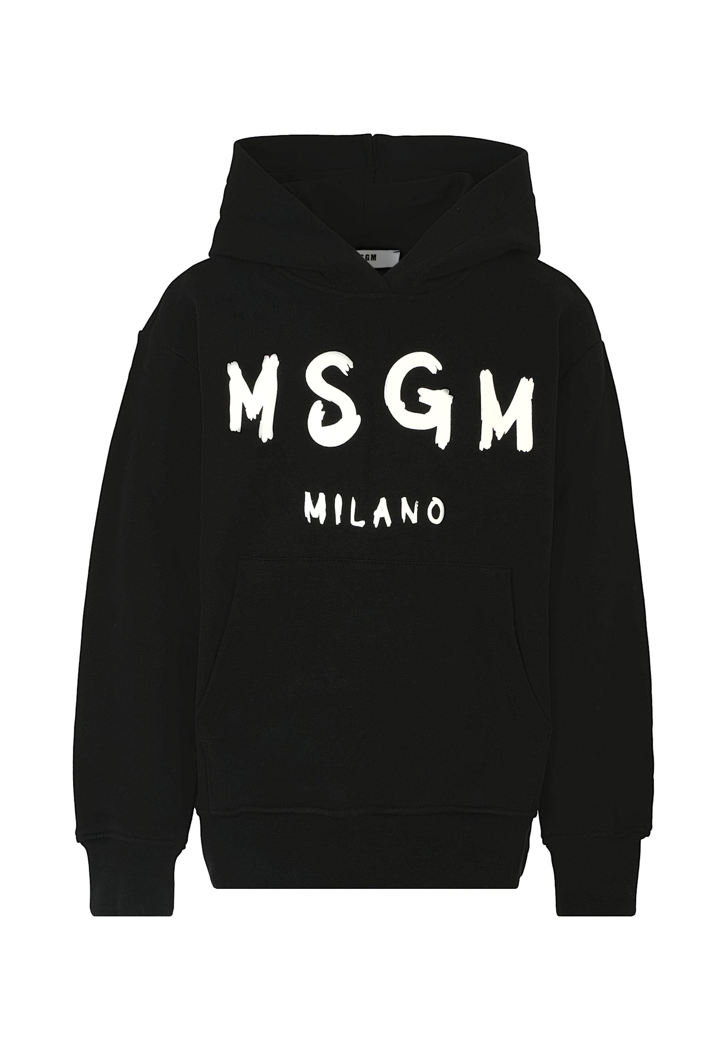 Msgm Black Sweatshirt For Kids With Logo In Black