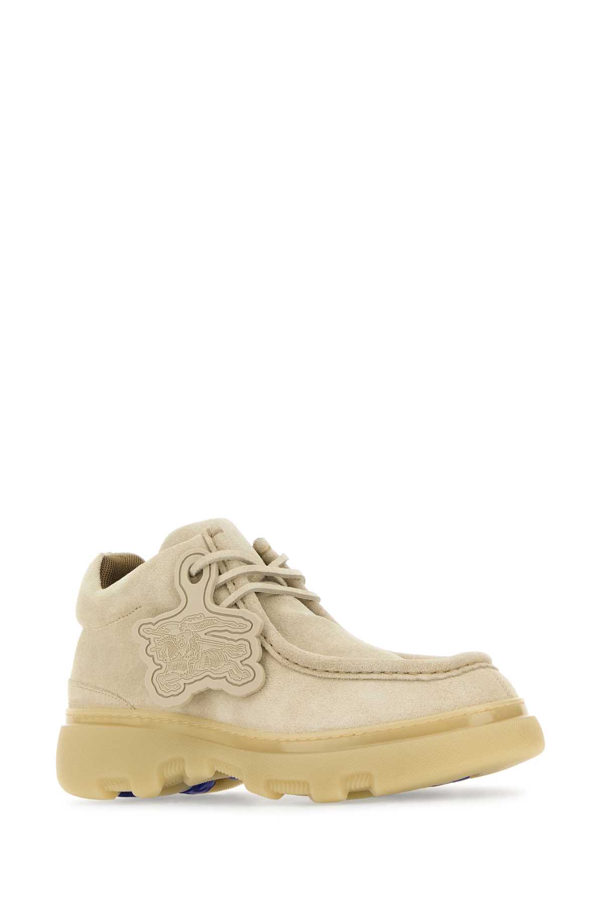 Shop Burberry Sand Suede Creeper Lace-up Shoes In Clay