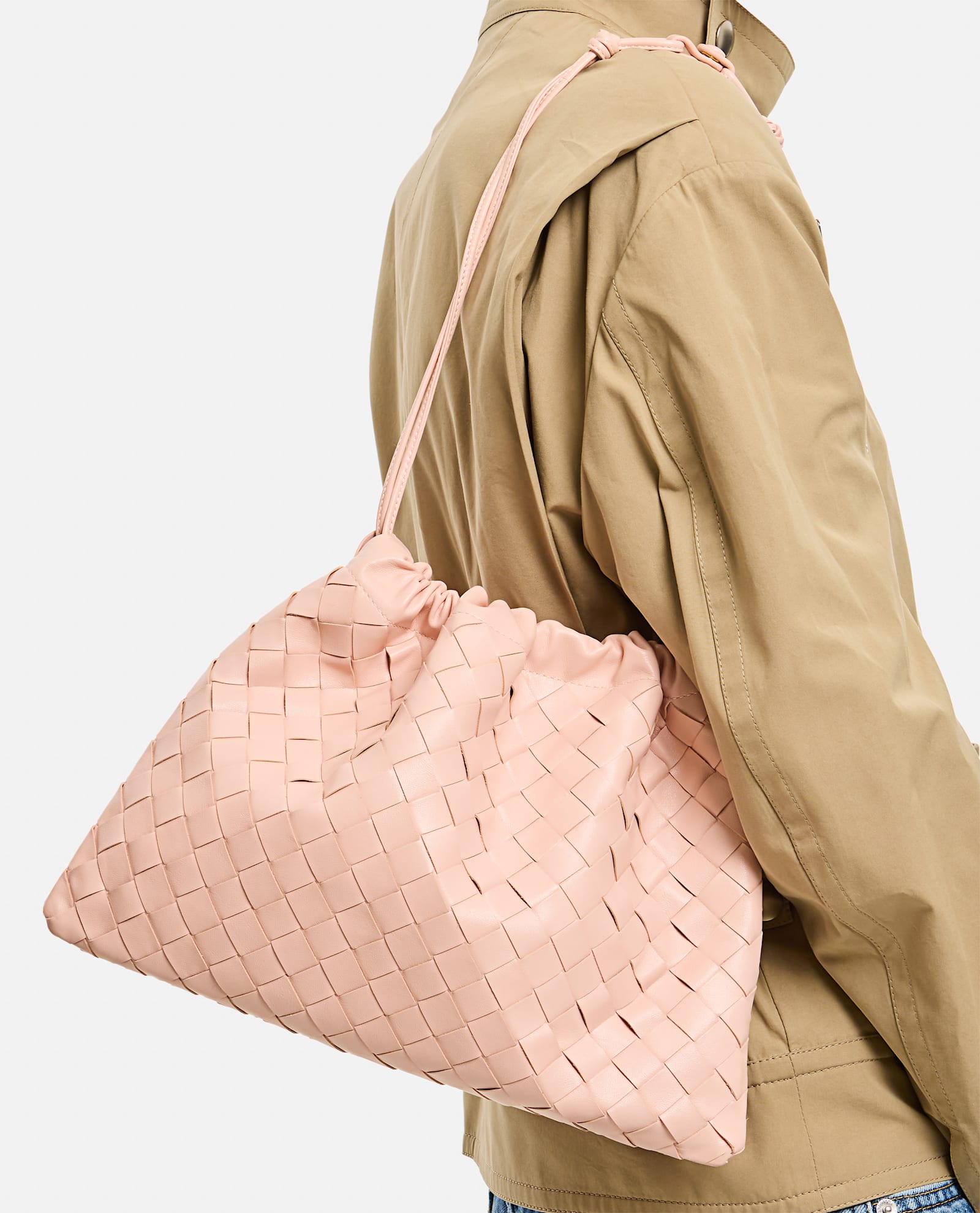 Shop Bottega Veneta Medium Dustbag Intrecciato Pouch In Pink