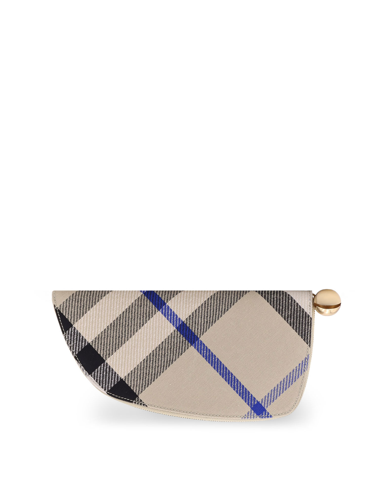 BURBERRY FABRIC WALLET WITH CHECK MOTIF, CLOSURE WITH ZIP, LEATHER LINING AND ASYMMETRIC PROFILE
