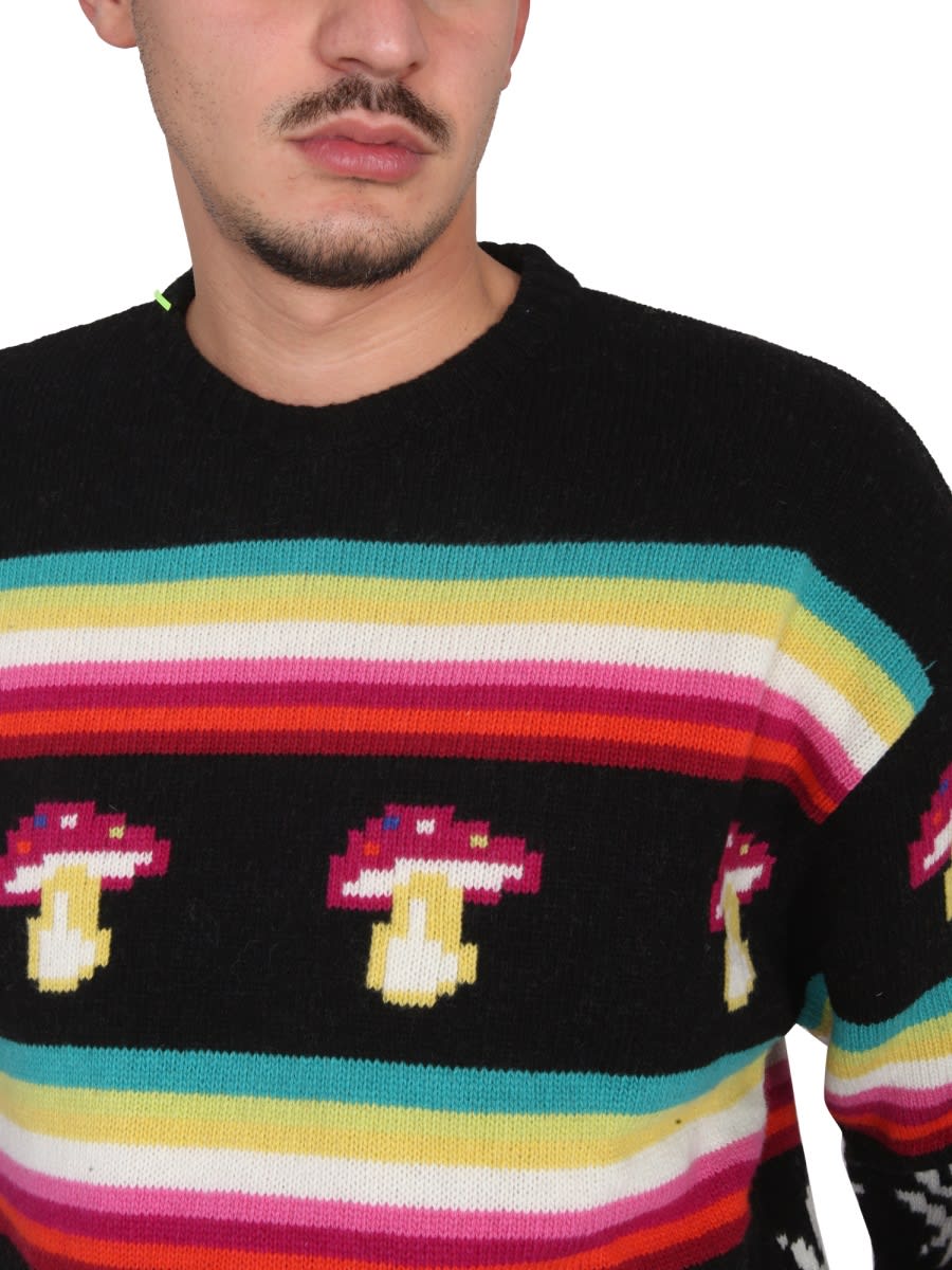 Shop Msgm Wool Crew Neck Sweater In Multicolour