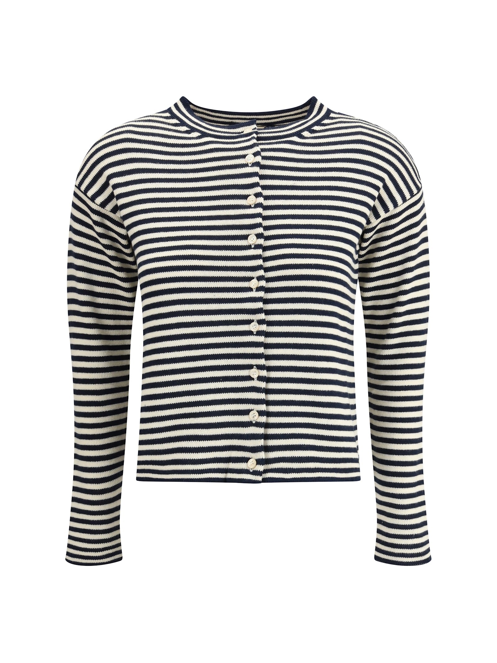 Weekend Max Mara Eritea Stripe Cotton Cardigan In Black