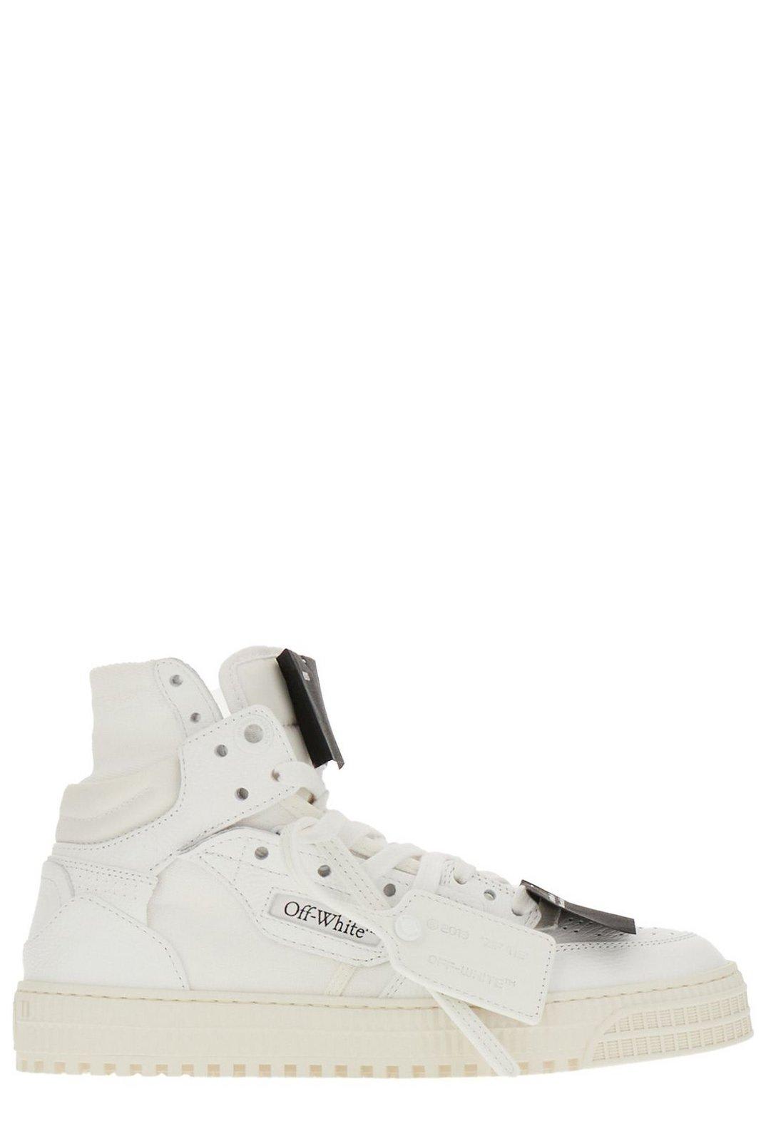 Off-white Logo Embroidered Lace-up Sneakers In White Black