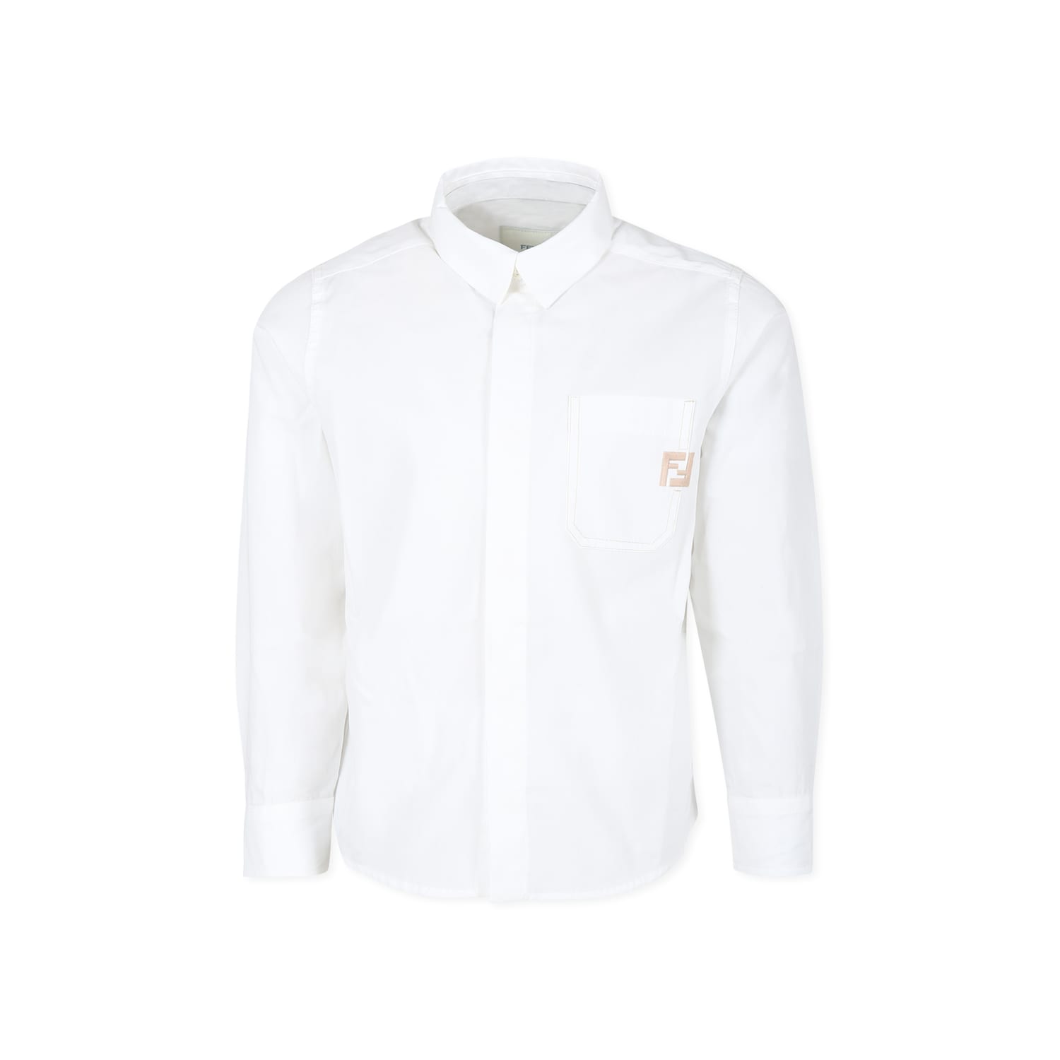 Fendi Pointed Collar Shirt In White