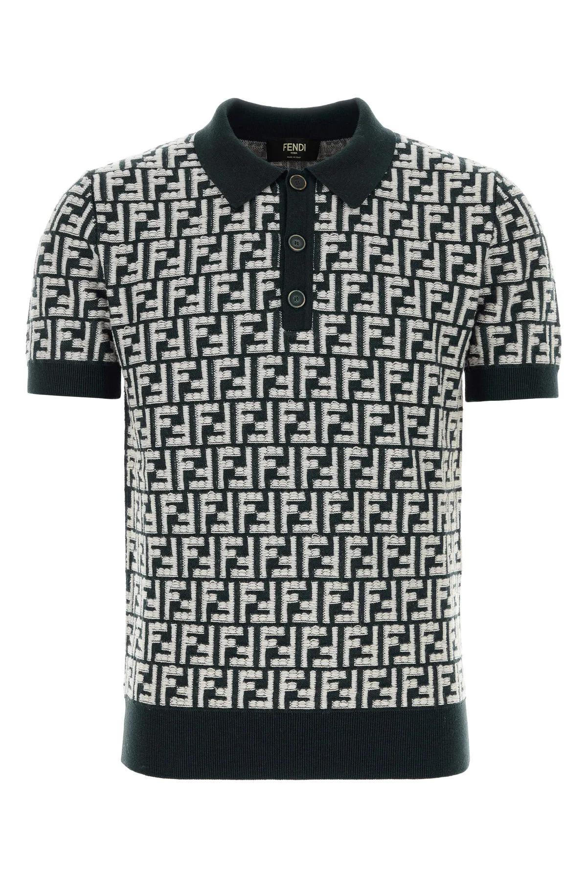 Shop Fendi Embroidered Wool Polo Shirt In Nero