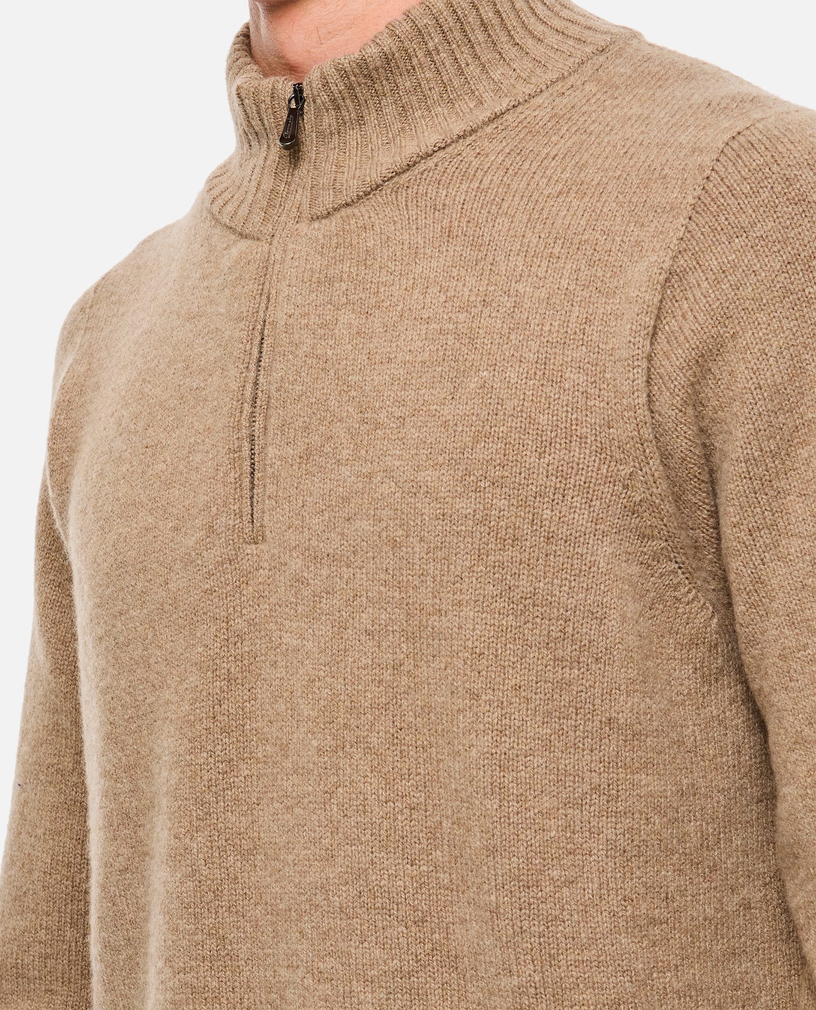 Shop Drumohr Half Zip Sweater In Beige