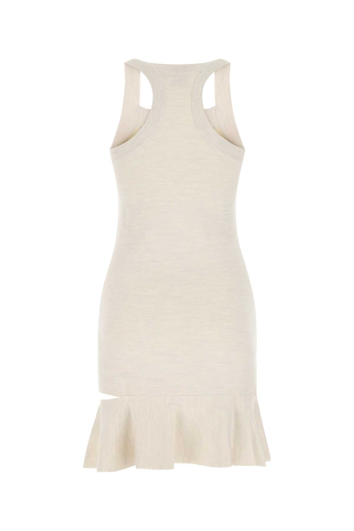 Shop Burberry Melange Sand Stretch Silk Blend Mini Dress In A2151